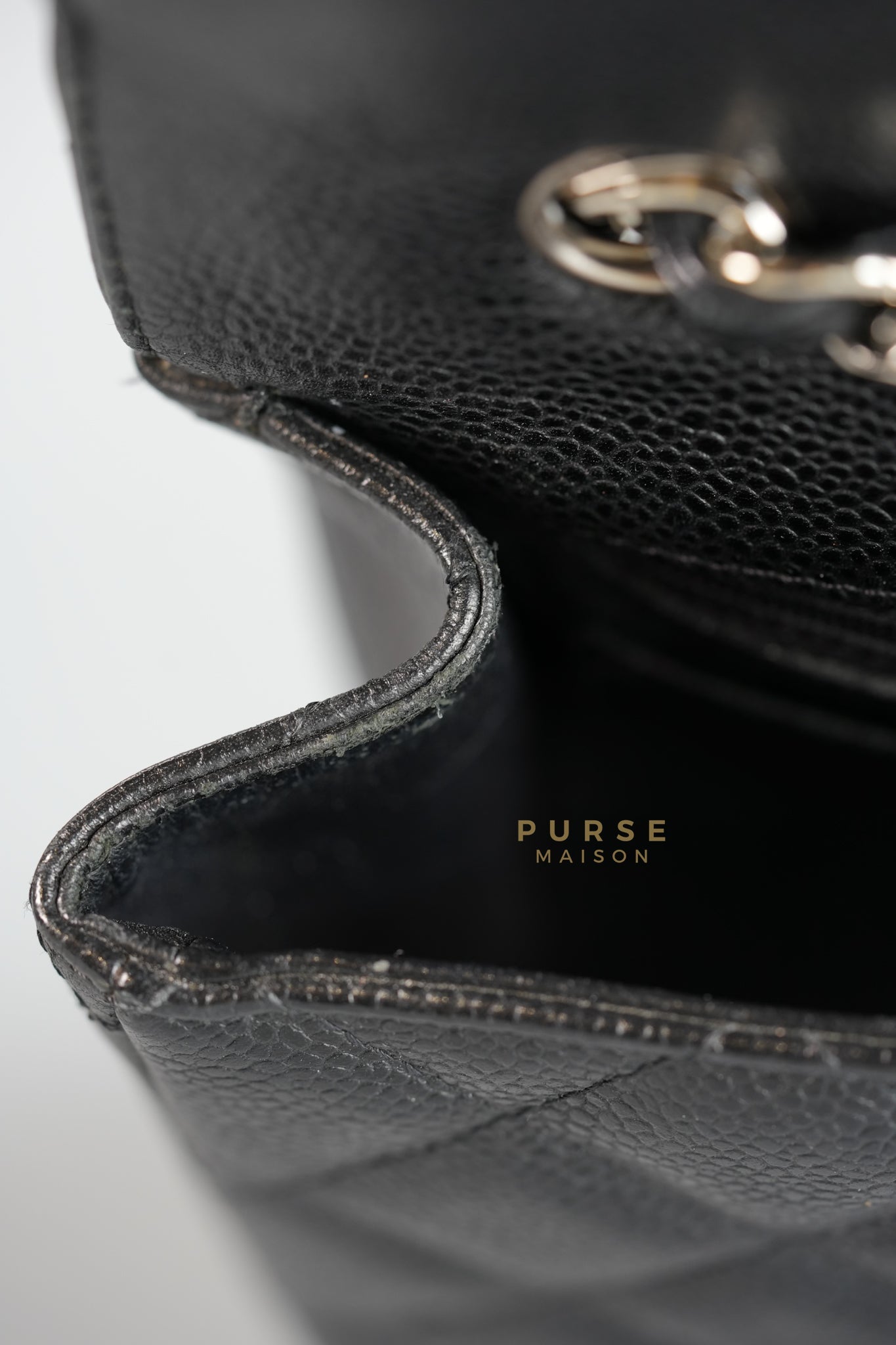 Jumbo Classic Single Flap in Black Caviar Leather & Silver Hardware Series 13 | Purse Maison Luxury Bags Shop