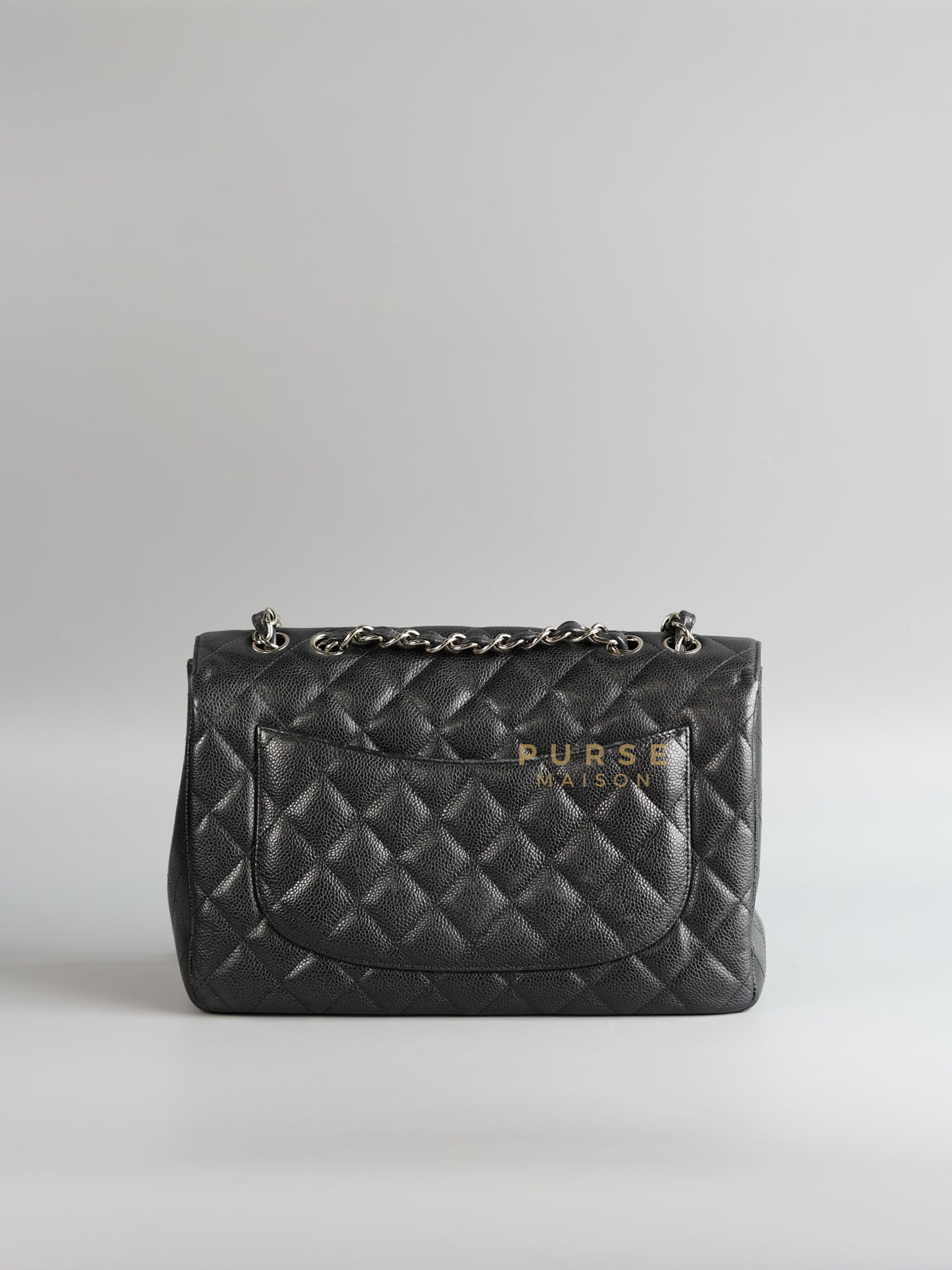 Jumbo Classic Single Flap in Black Caviar Leather & Silver Hardware Series 13 | Purse Maison Luxury Bags Shop