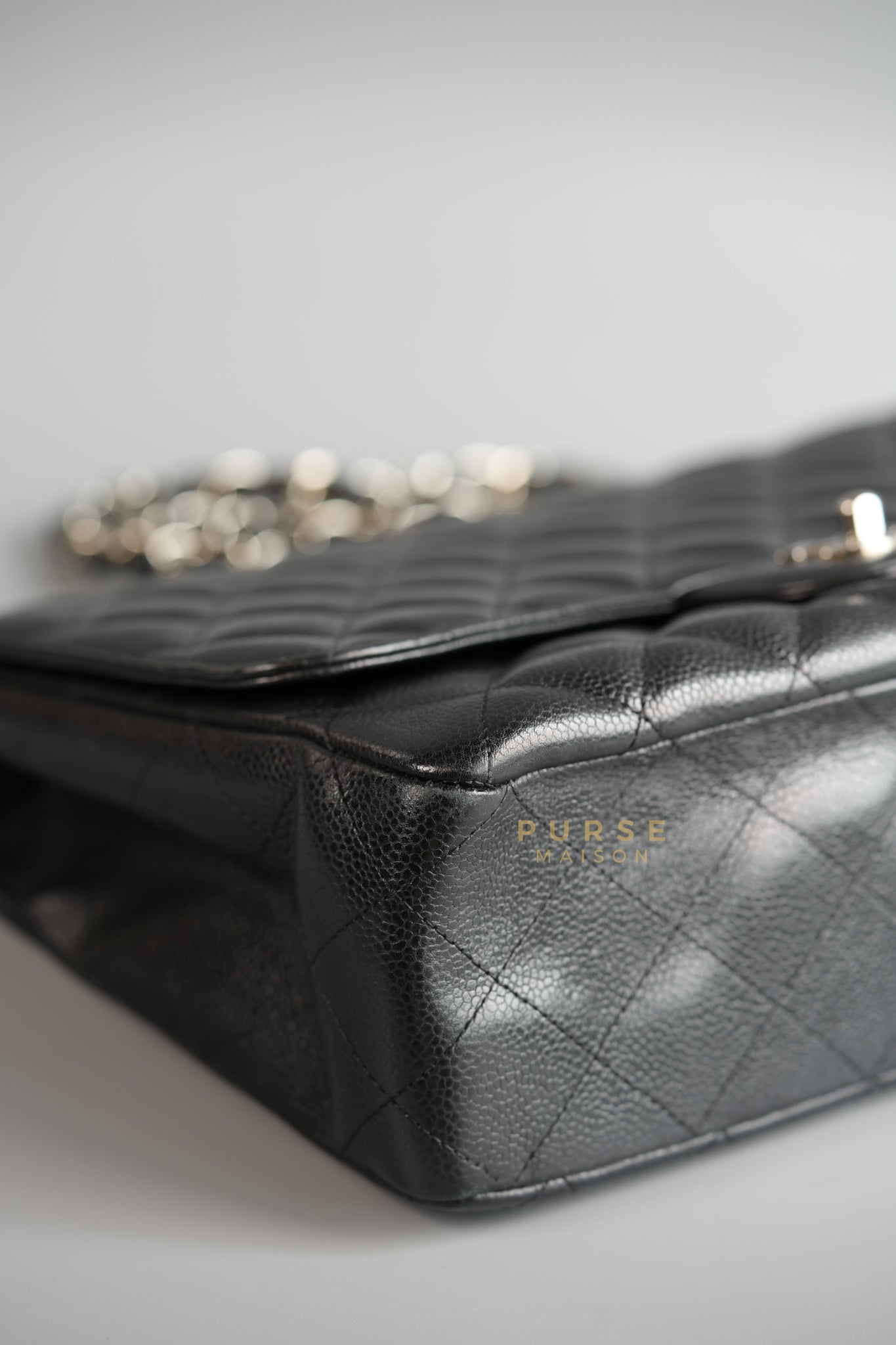 Jumbo Classic Single Flap in Black Caviar Leather & Silver Hardware Series 13 | Purse Maison Luxury Bags Shop