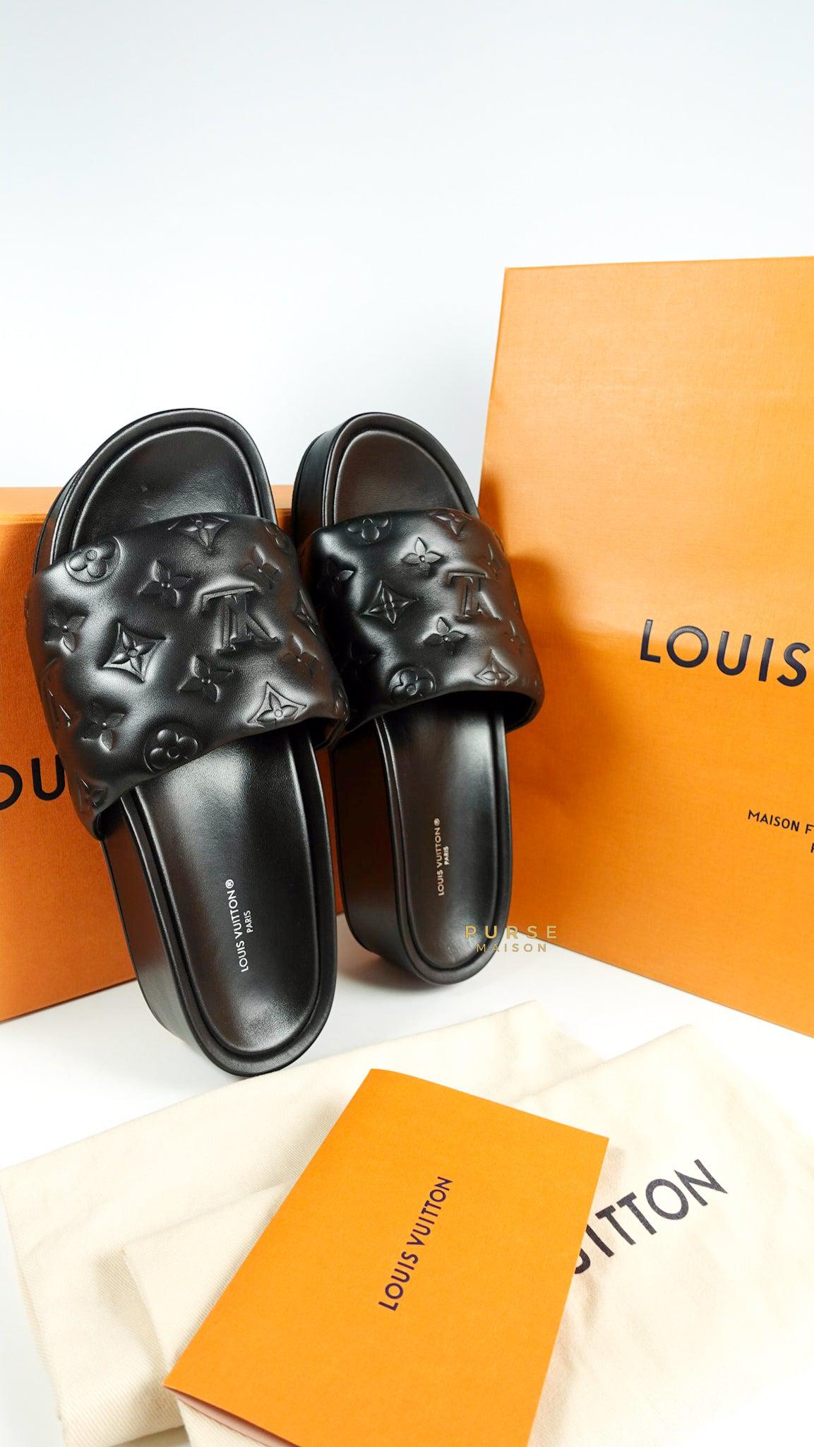 Louis Vuitton Jumbo Flatform Mule Noir Slides (Size 40 EUR, 26cm)