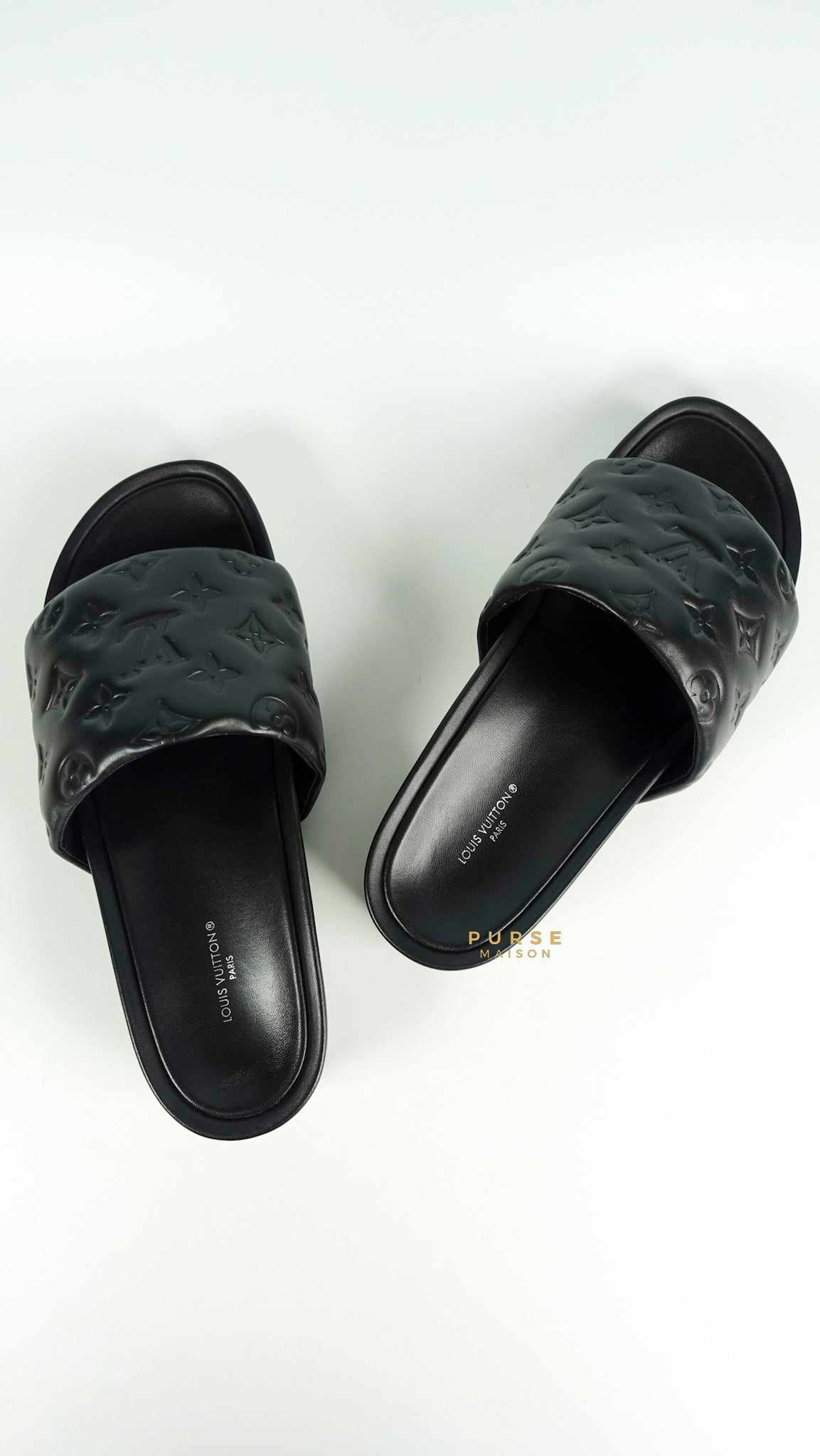 Louis Vuitton Jumbo Flatform Mule Noir Slides (Size 40 EUR, 26cm)