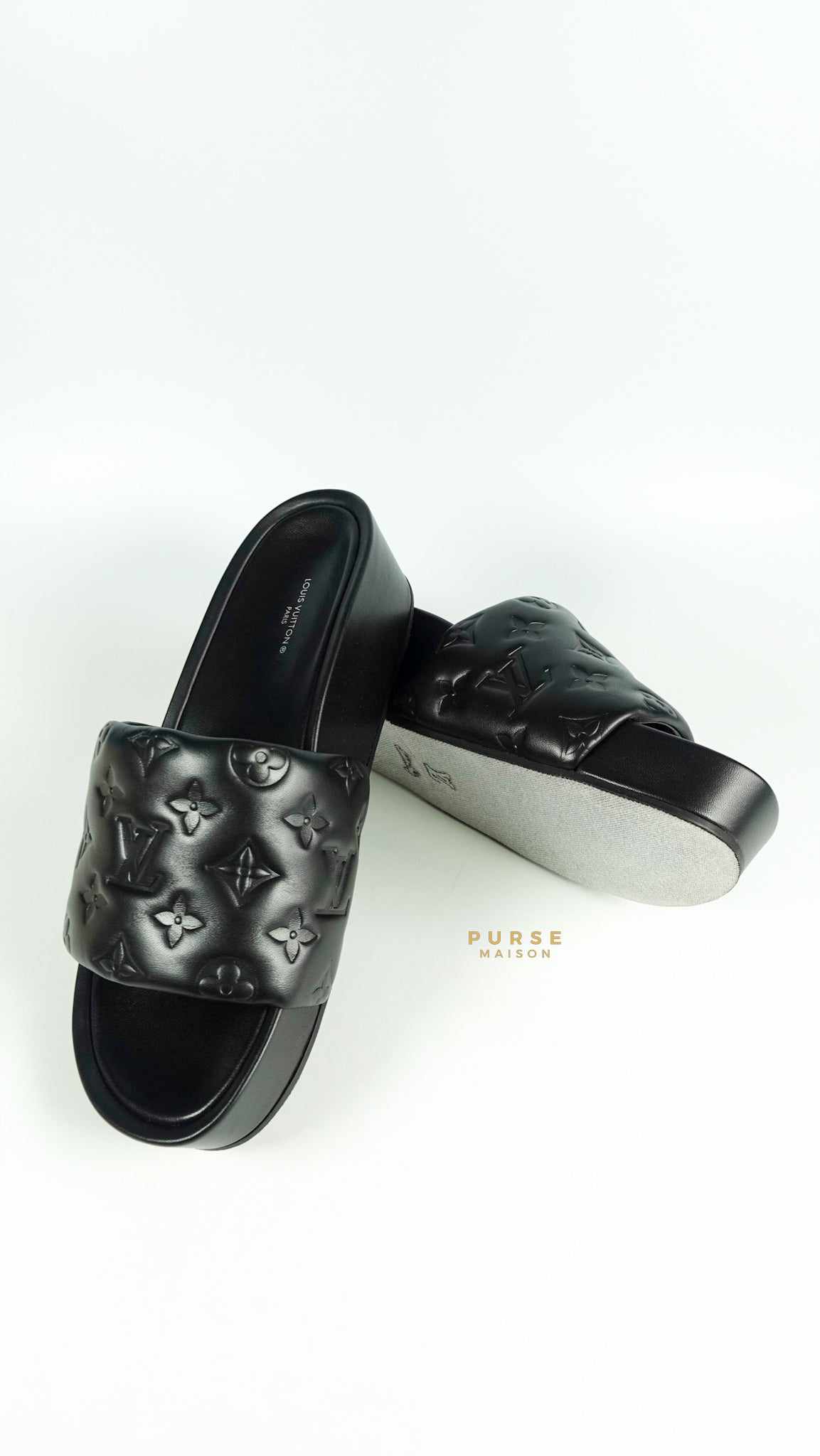 Louis Vuitton Jumbo Flatform Mule Noir Slides (Size 40 EUR, 26cm)