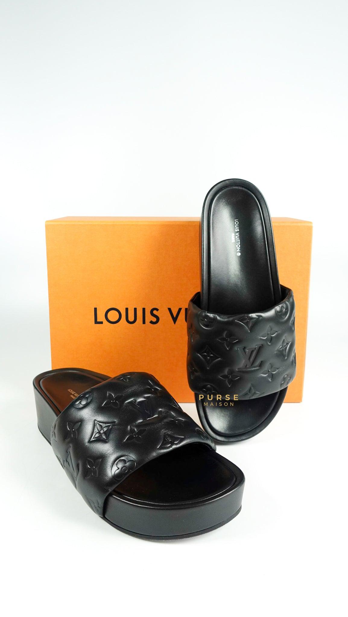 Louis Vuitton Jumbo Flatform Mule Noir Slides (Size 40 EUR, 26cm)