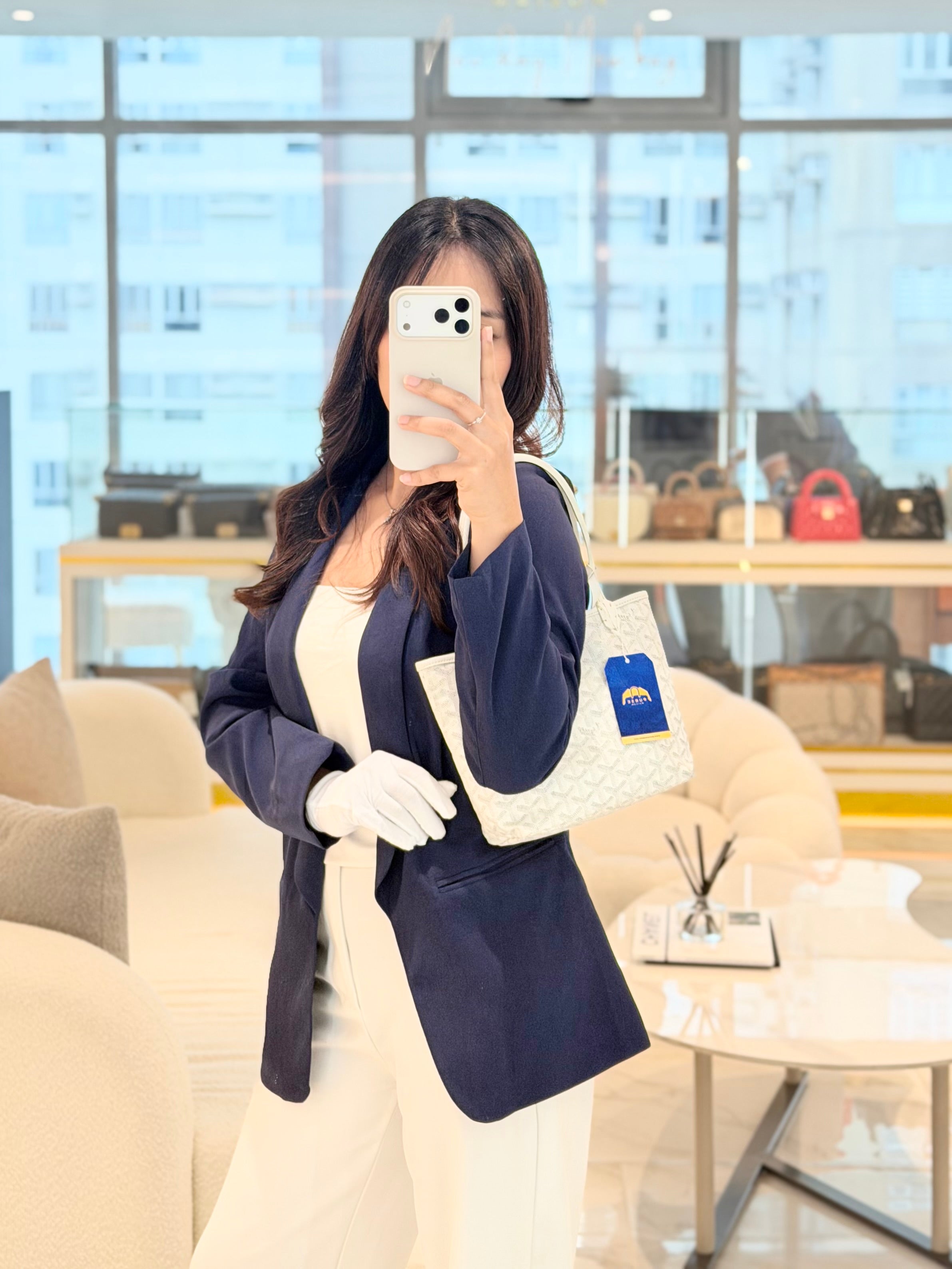 Junior Saint Louis in White Goyardine Canvas Tote Bag | Purse Maison Luxury Bags Shop