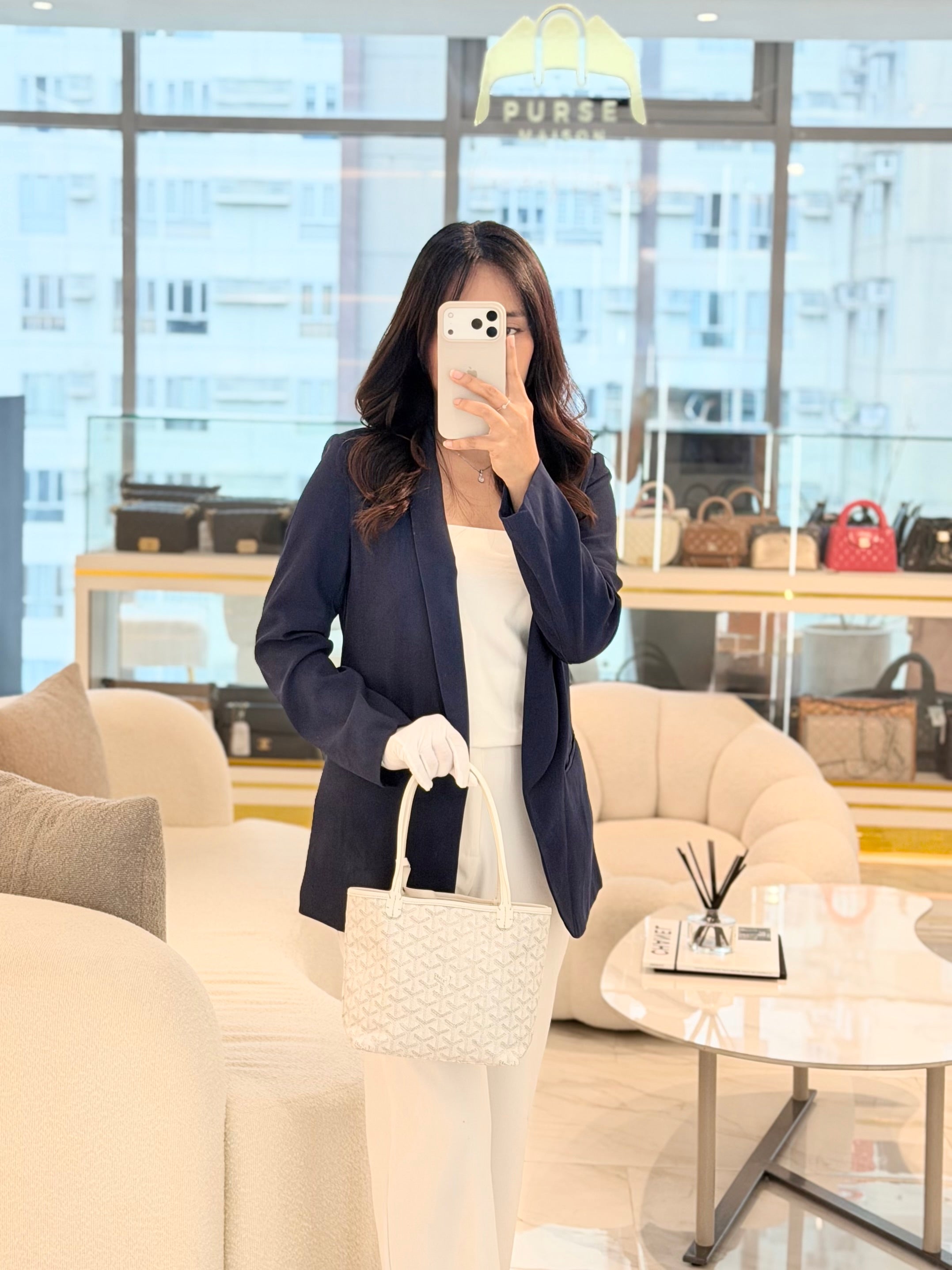 Junior Saint Louis in White Goyardine Canvas Tote Bag | Purse Maison Luxury Bags Shop