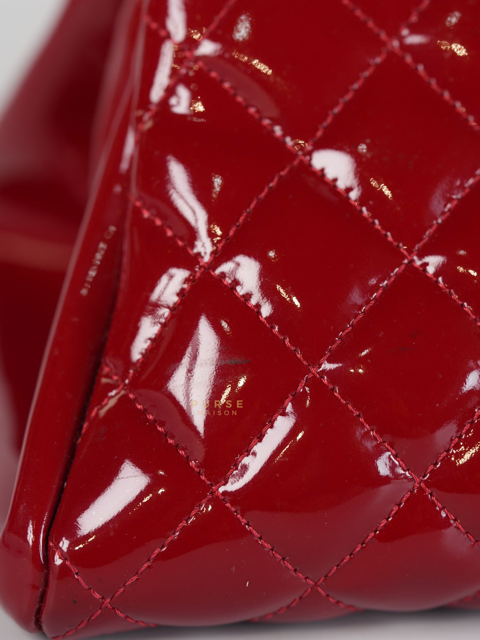 Just Mademoiselle Bowling Bag Medium in Red Quilted Patent Leather & Silver Hardware (Series 14) | Purse Maison Luxury Bags Shop