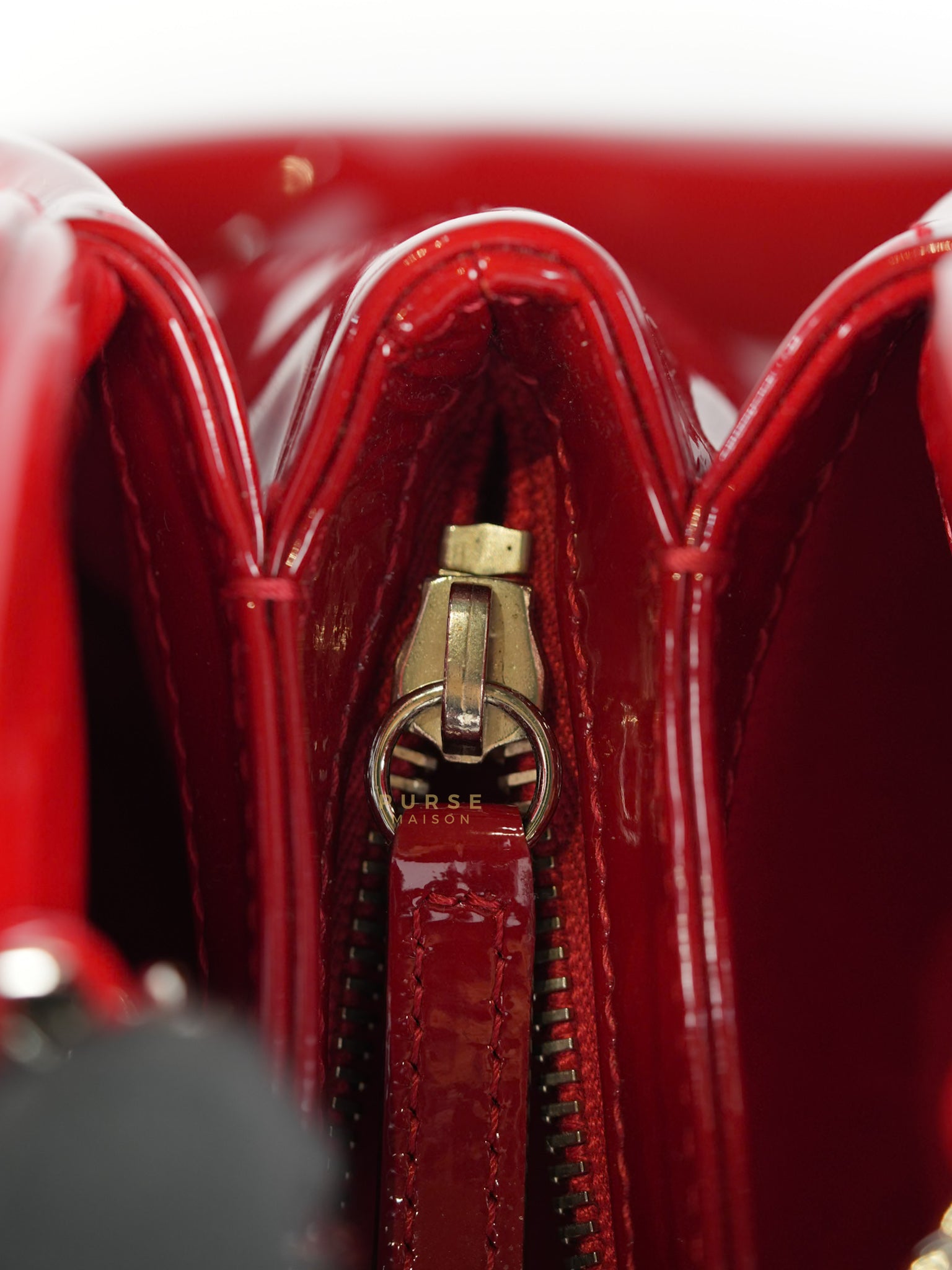 Just Mademoiselle Bowling Bag Medium in Red Quilted Patent Leather & Silver Hardware (Series 14) | Purse Maison Luxury Bags Shop