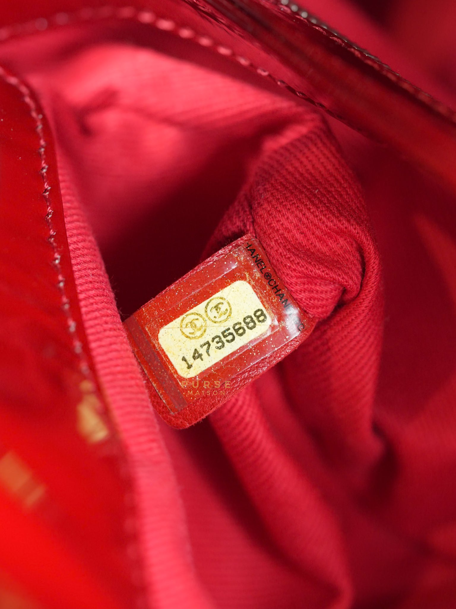 Just Mademoiselle Bowling Bag Medium in Red Quilted Patent Leather & Silver Hardware (Series 14) | Purse Maison Luxury Bags Shop