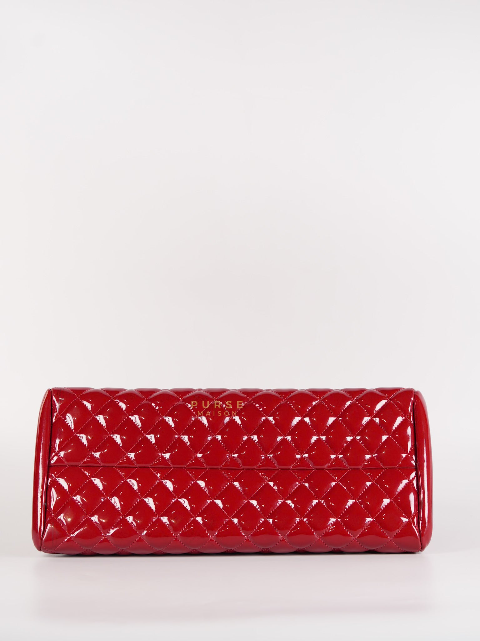 Just Mademoiselle Bowling Bag Medium in Red Quilted Patent Leather & Silver Hardware (Series 14) | Purse Maison Luxury Bags Shop