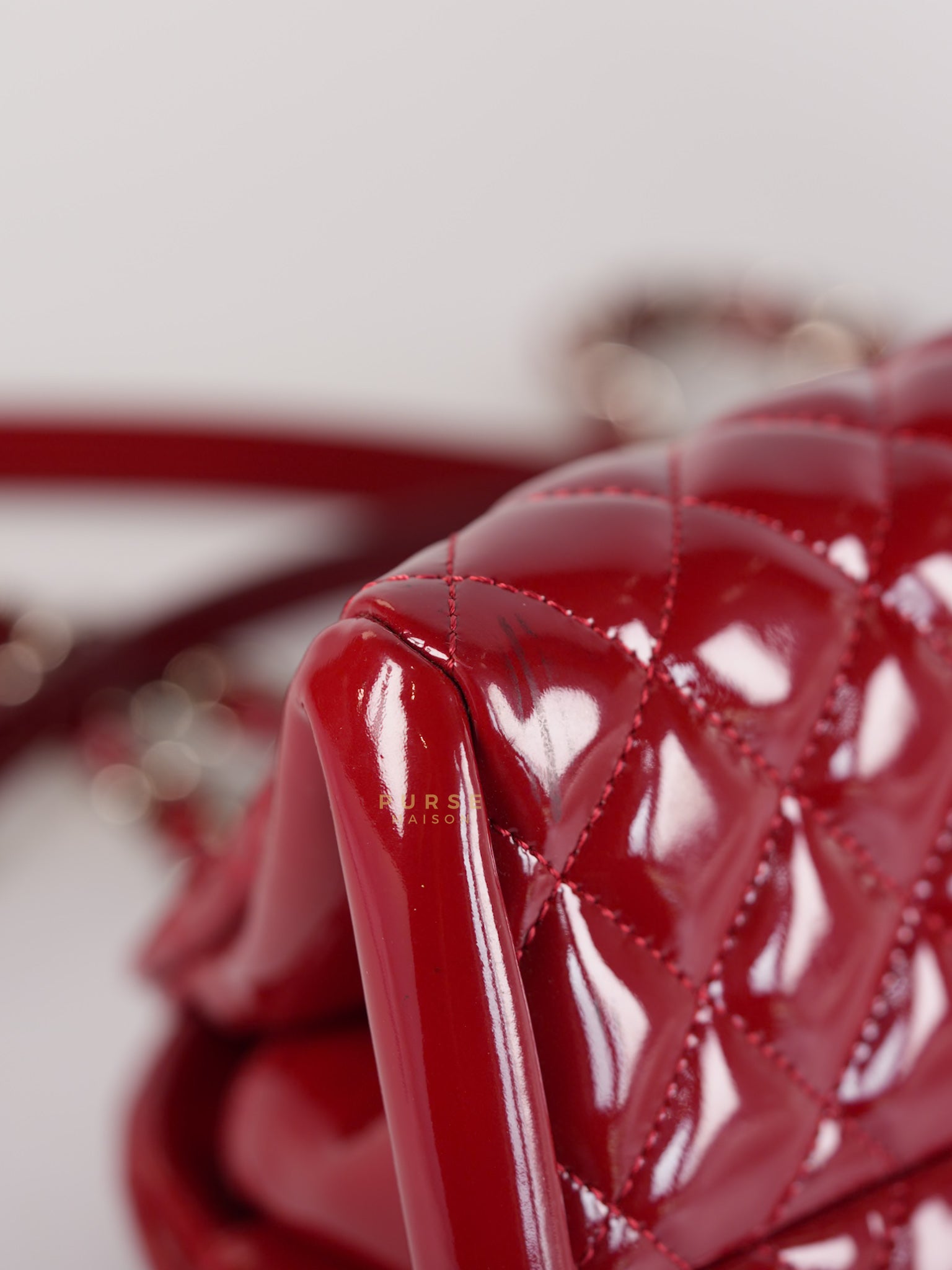 Just Mademoiselle Bowling Bag Medium in Red Quilted Patent Leather & Silver Hardware (Series 14) | Purse Maison Luxury Bags Shop
