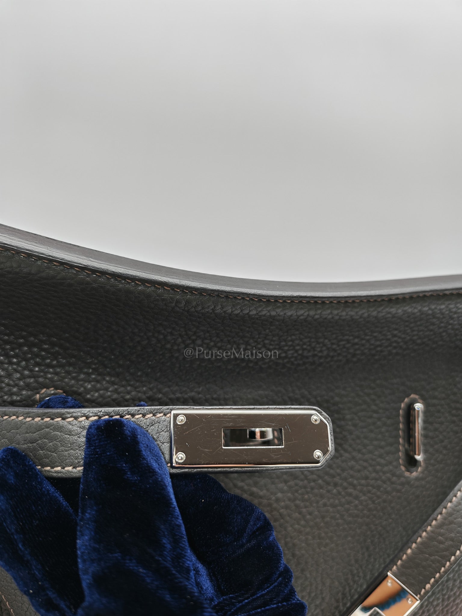 Jypsiere 28 in Gris Etain Clemence Leather & Palladium Hardware Stamp B (2023) | Purse Maison Luxury Bags Shop