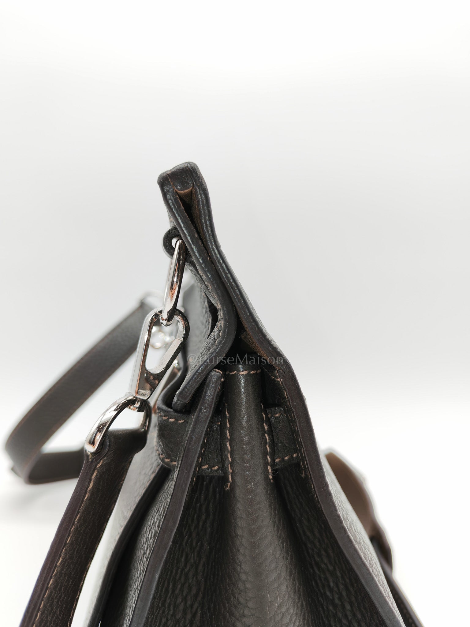 Jypsiere 28 in Gris Etain Clemence Leather & Palladium Hardware Stamp B (2023) | Purse Maison Luxury Bags Shop
