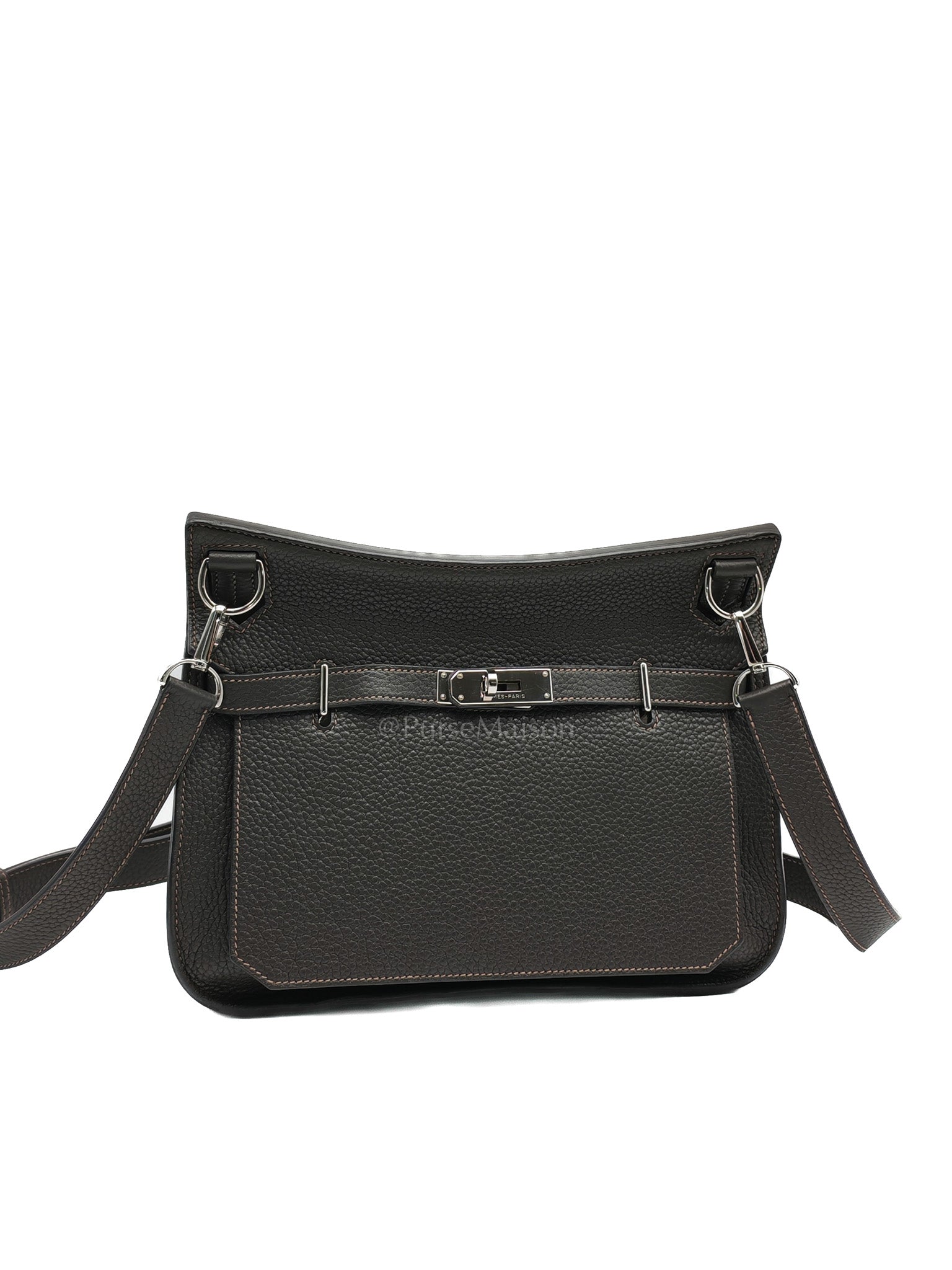 Jypsiere 28 in Gris Etain Clemence Leather & Palladium Hardware Stamp B (2023) | Purse Maison Luxury Bags Shop
