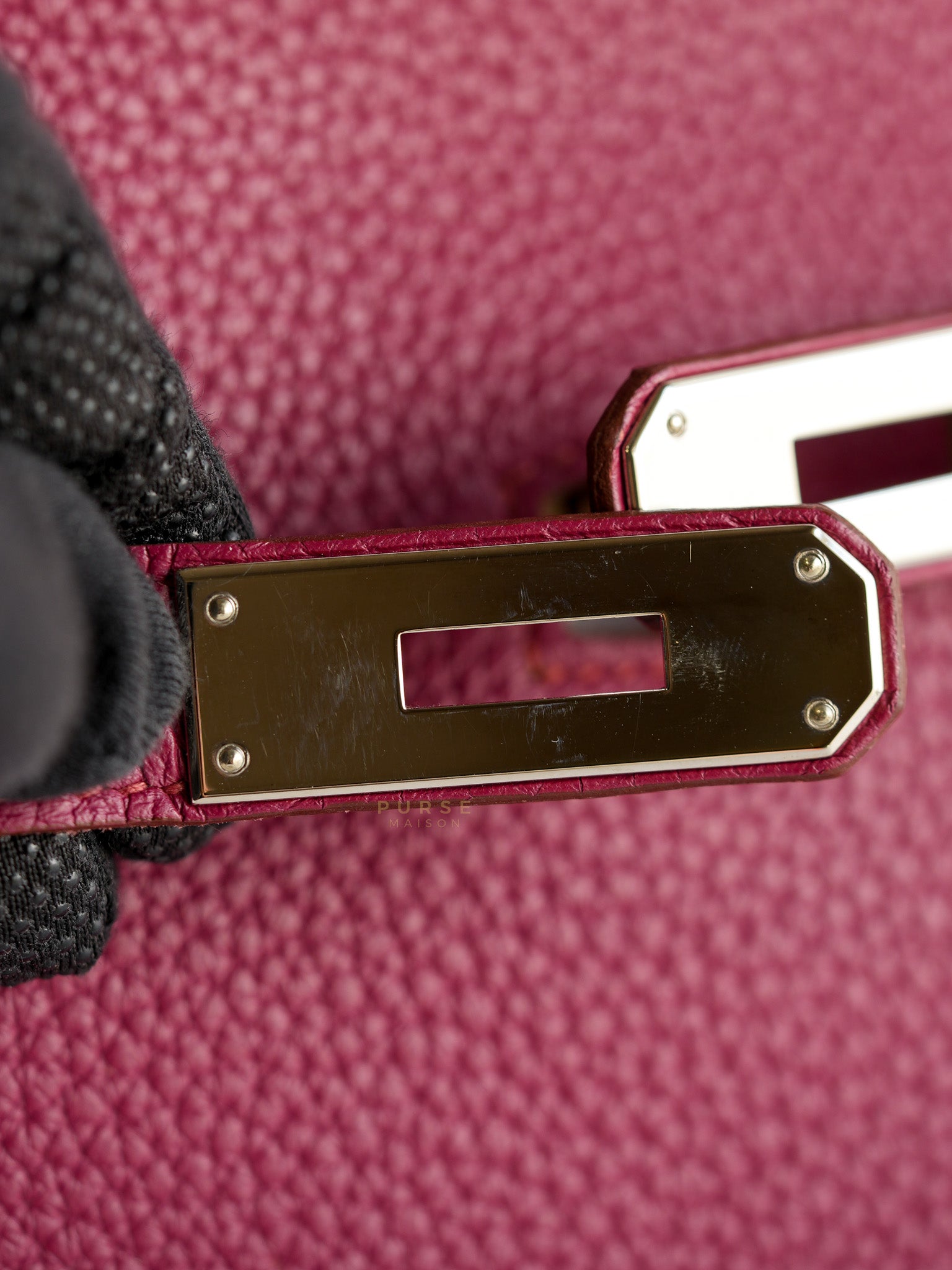 Jypsiere 28 Rubis in Clemence Leather and Palladium Hardware Stamp T (2015) | Purse Maison Luxury Bags Shop