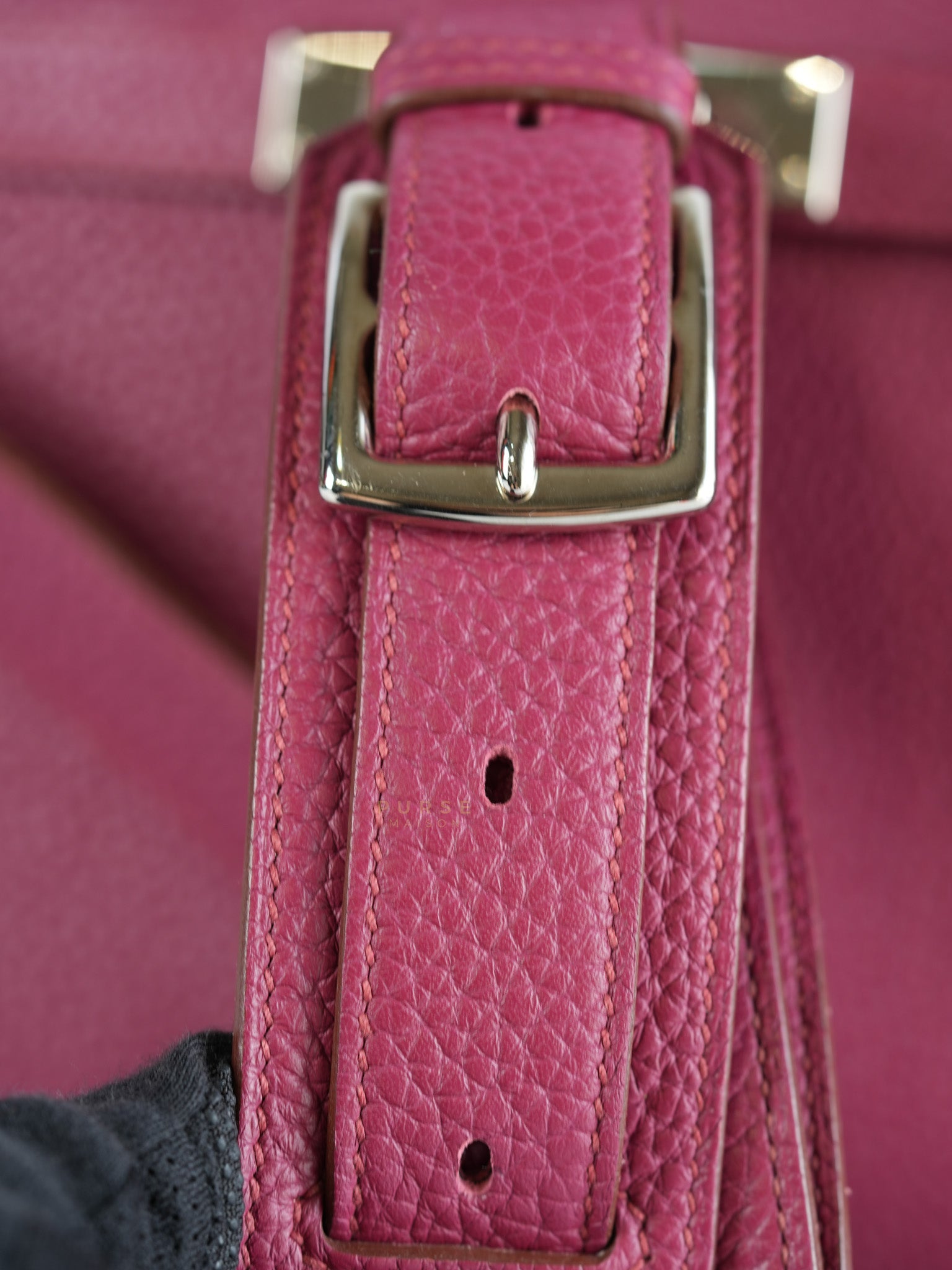Jypsiere 28 Rubis in Clemence Leather and Palladium Hardware Stamp T (2015) | Purse Maison Luxury Bags Shop