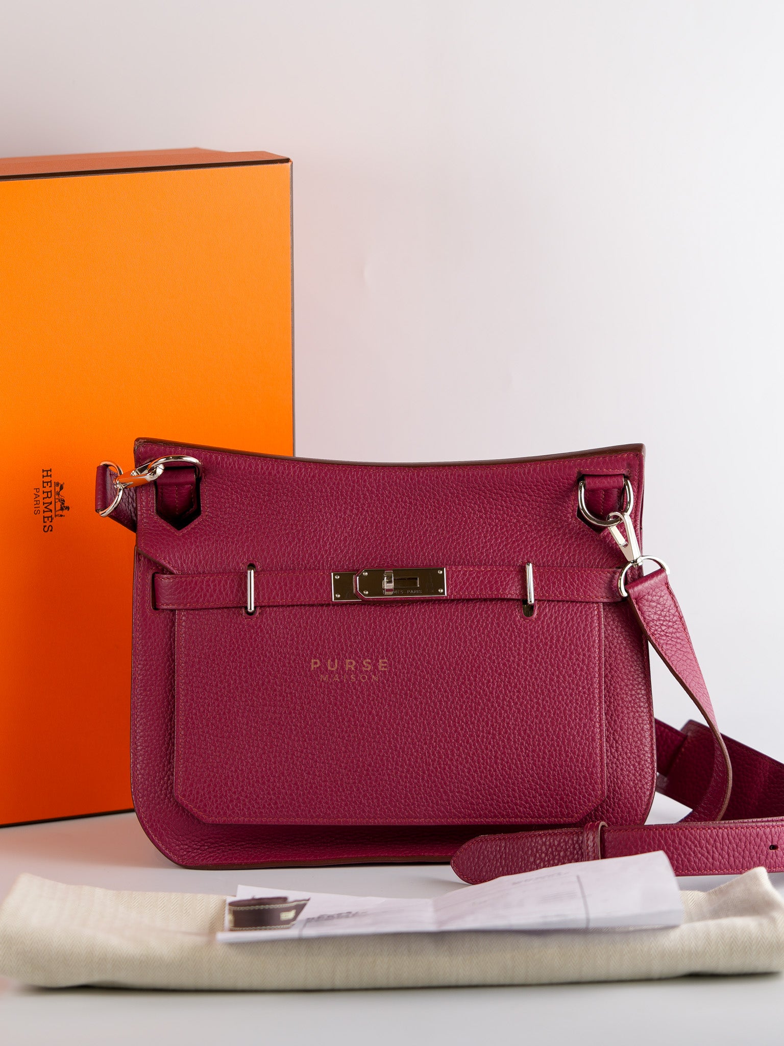 Jypsiere 28 Rubis in Clemence Leather and Palladium Hardware Stamp T (2015) | Purse Maison Luxury Bags Shop