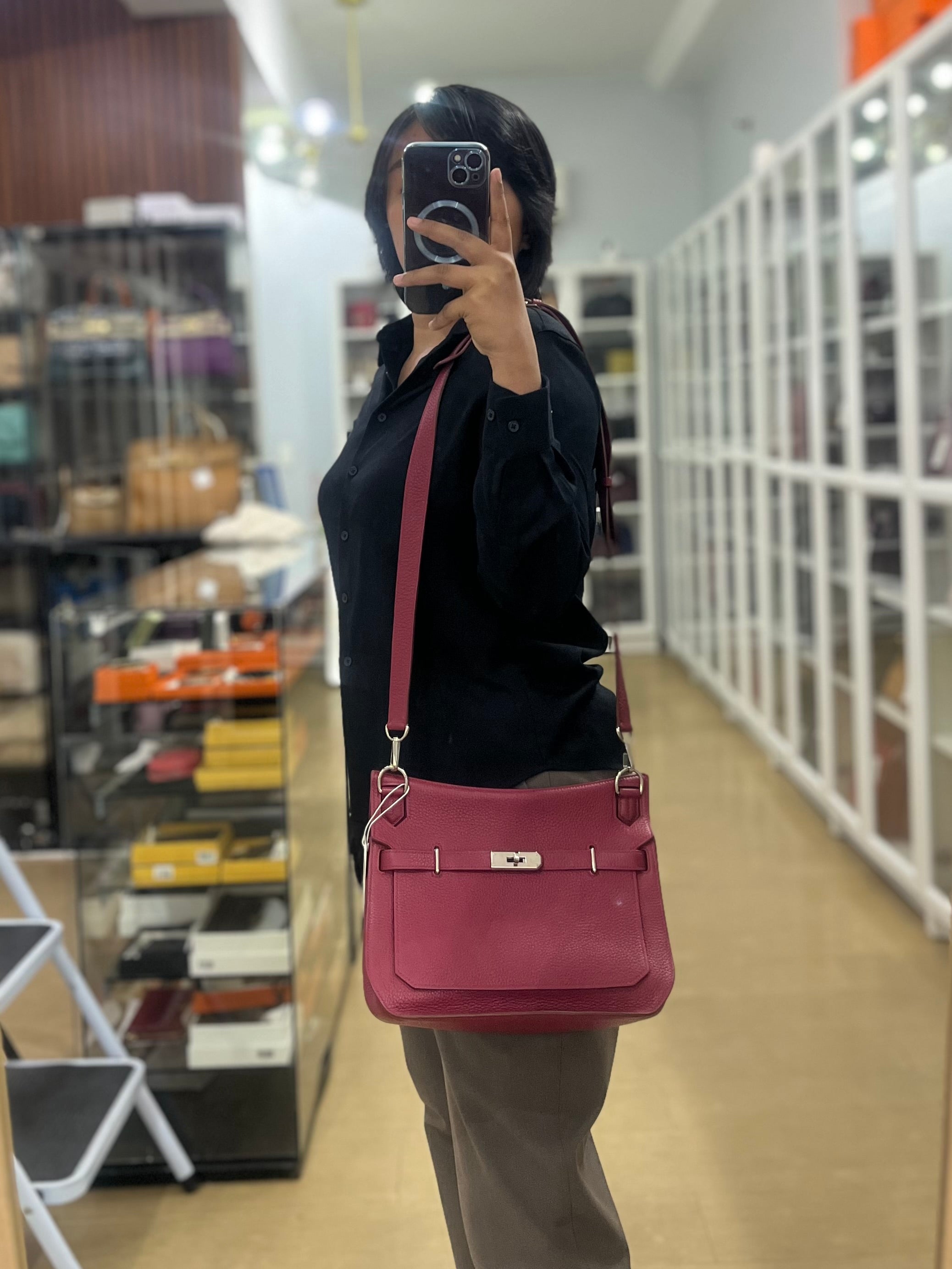 Jypsiere 28 Rubis in Clemence Leather and Palladium Hardware Stamp T (2015) | Purse Maison Luxury Bags Shop