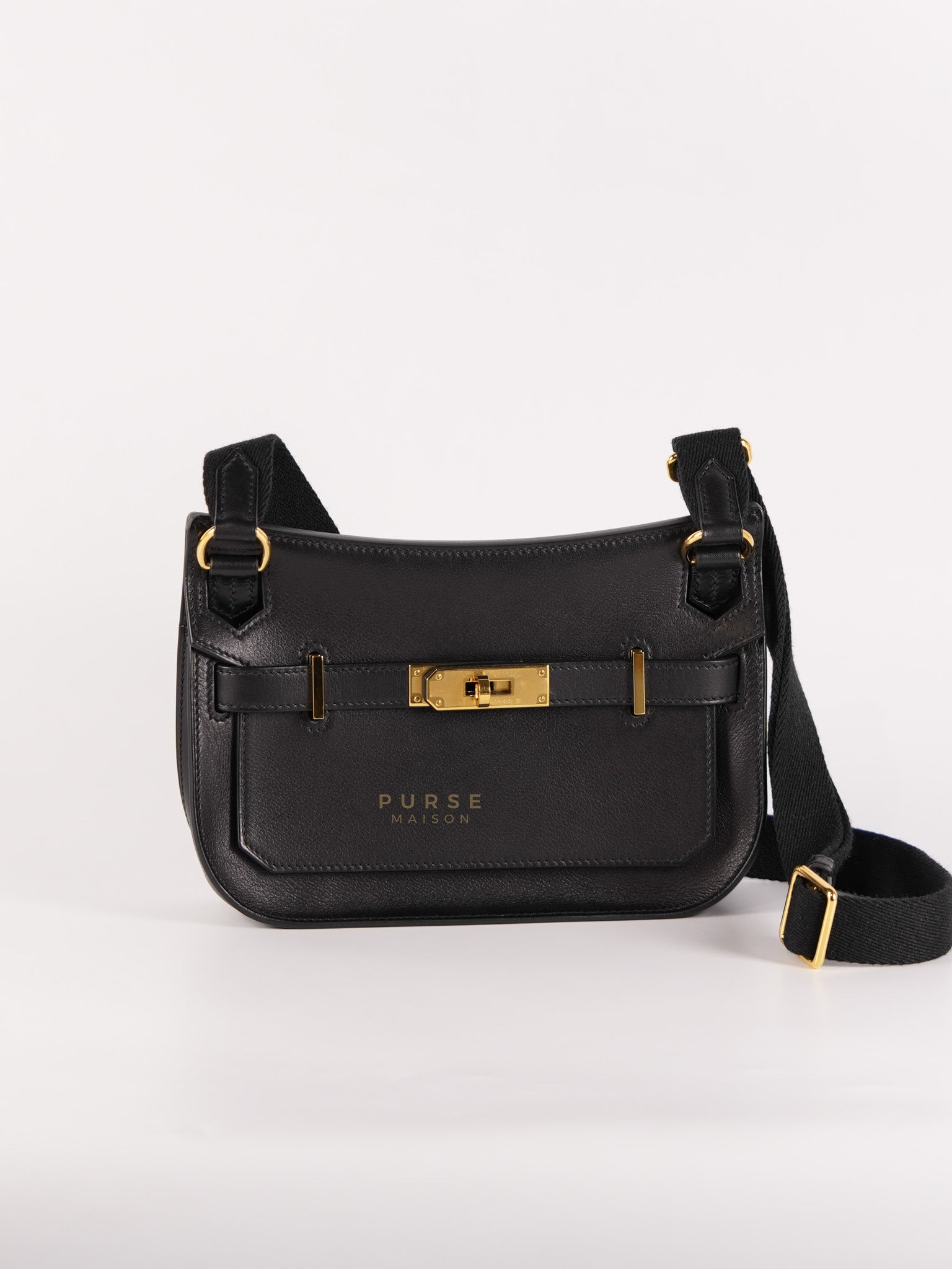 Jypsiere Mini Evergrain/Sangle Wooly Unie Noir in Gold Hardware Stamp W (2024) | Purse Maison Luxury Bags Shop