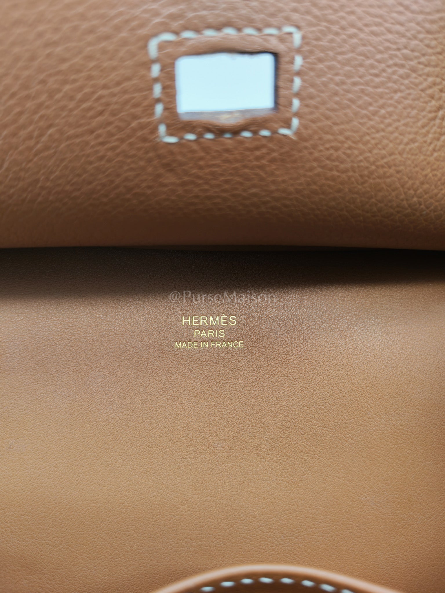 Jypsiere Mini Gold Evercolor Leather in Gold Hardware Stamp U(2022) | Purse Maison Luxury Bags Shop