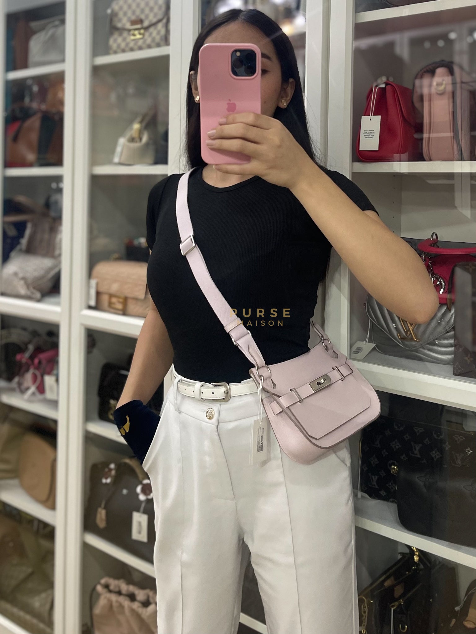 Jypsiere Mini Mauve Pale In Palladium Hardware Stamp B (2023) | Purse Maison Luxury Bags Shop