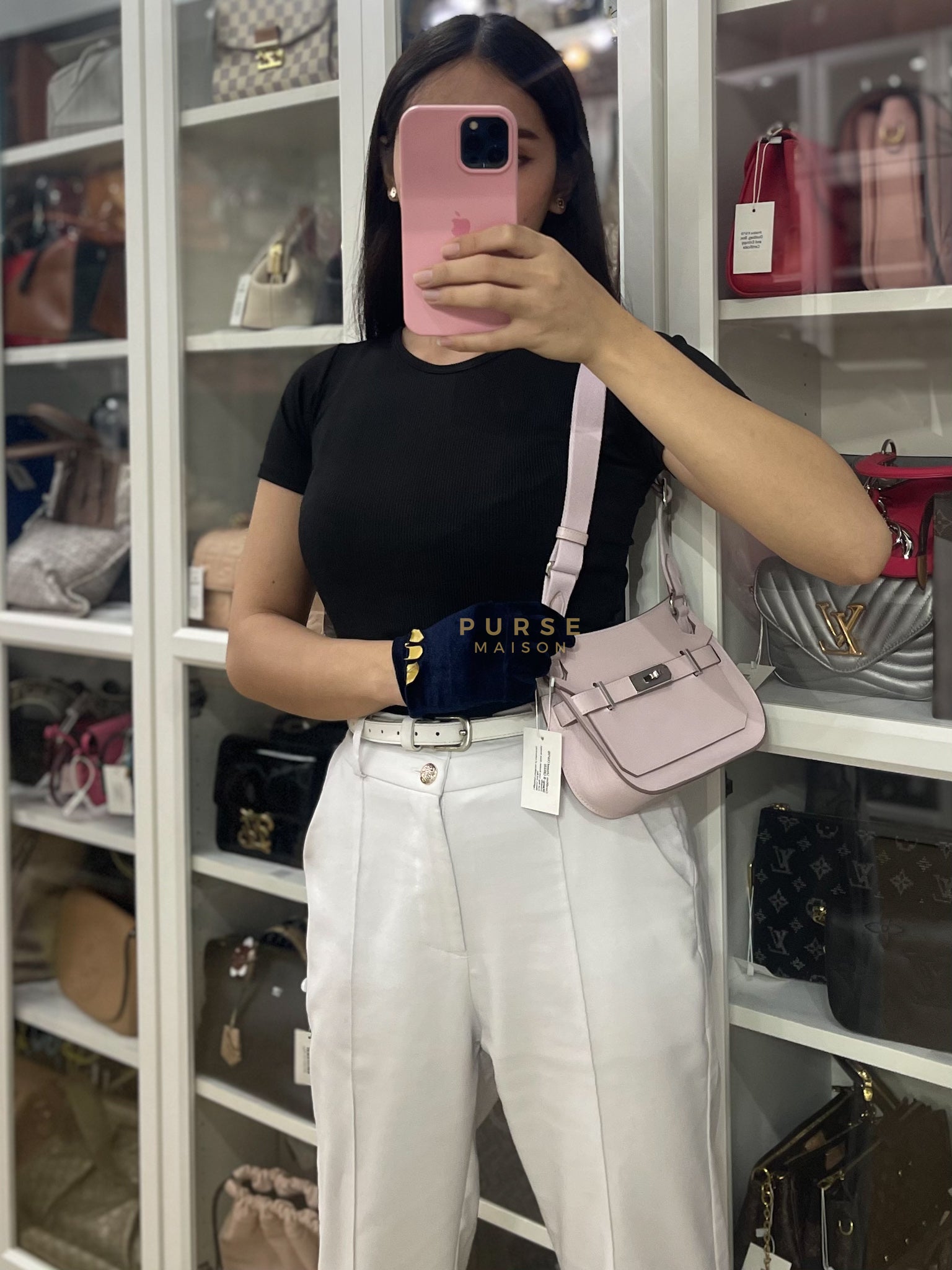 Jypsiere Mini Mauve Pale In Palladium Hardware Stamp B (2023) | Purse Maison Luxury Bags Shop