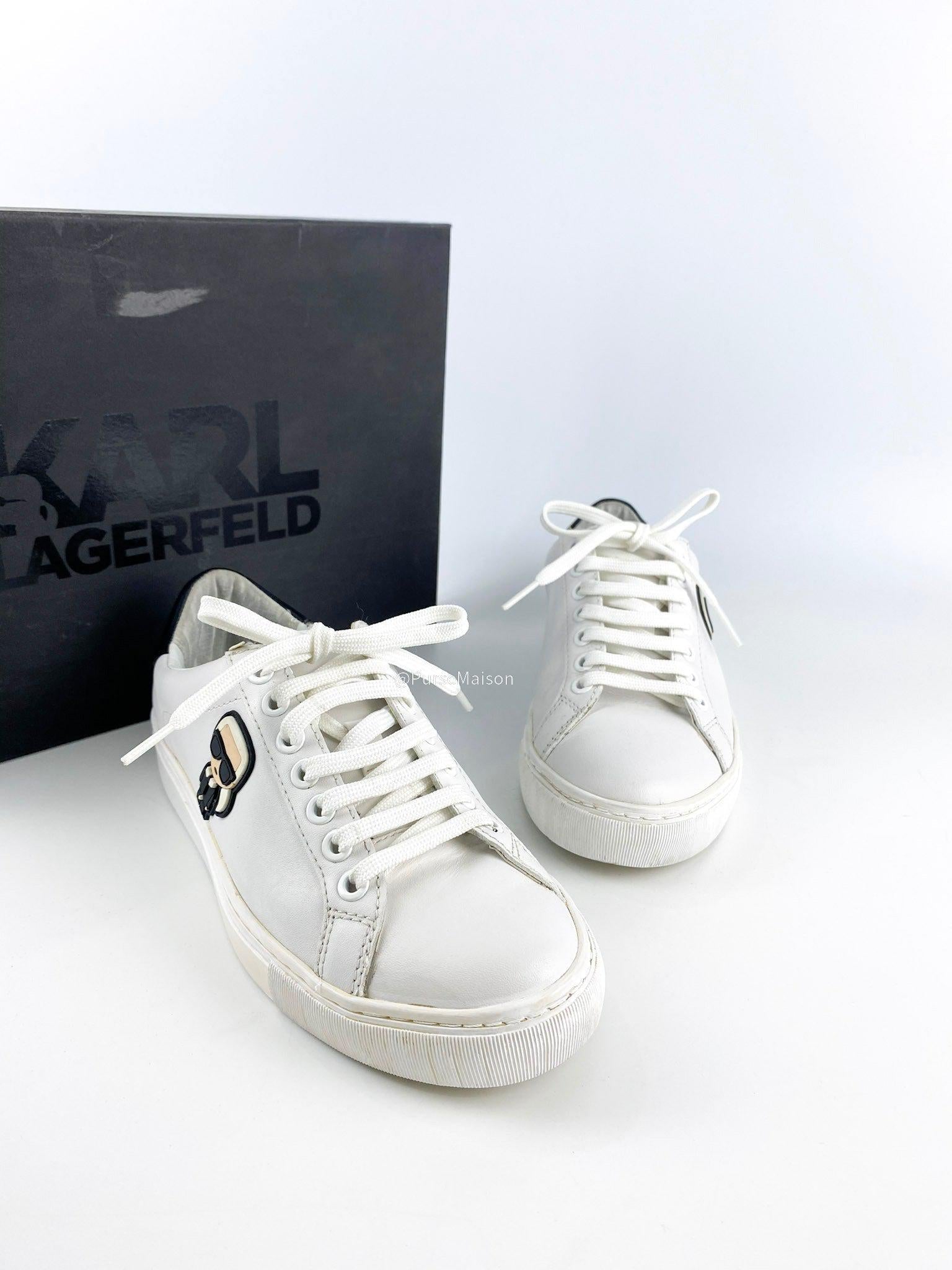 Karl Lagerfeld Ikonik Lo Lace White Sneakers Size 37 EUR (24.5 cm)