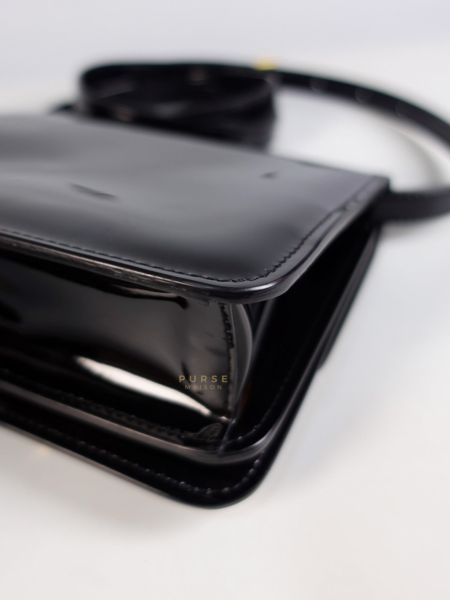 Karligraphy Crossbody Bag Small in Black Patent Leather | Purse Maison Luxury Bags Shop