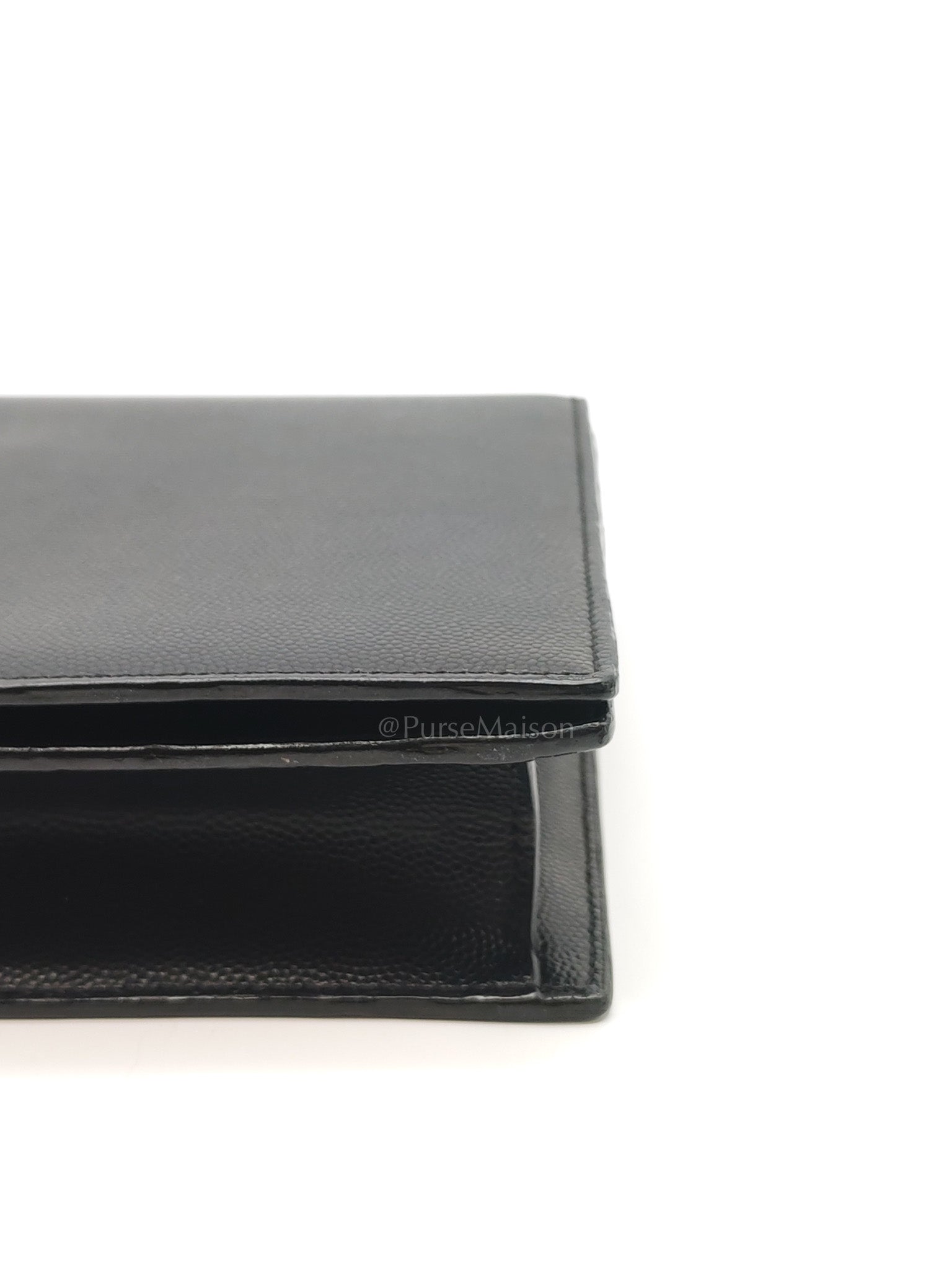 Kate Clutch In Black Grain de Poudre Leather & Gold Hardware | Purse Maison Luxury Bags Shop