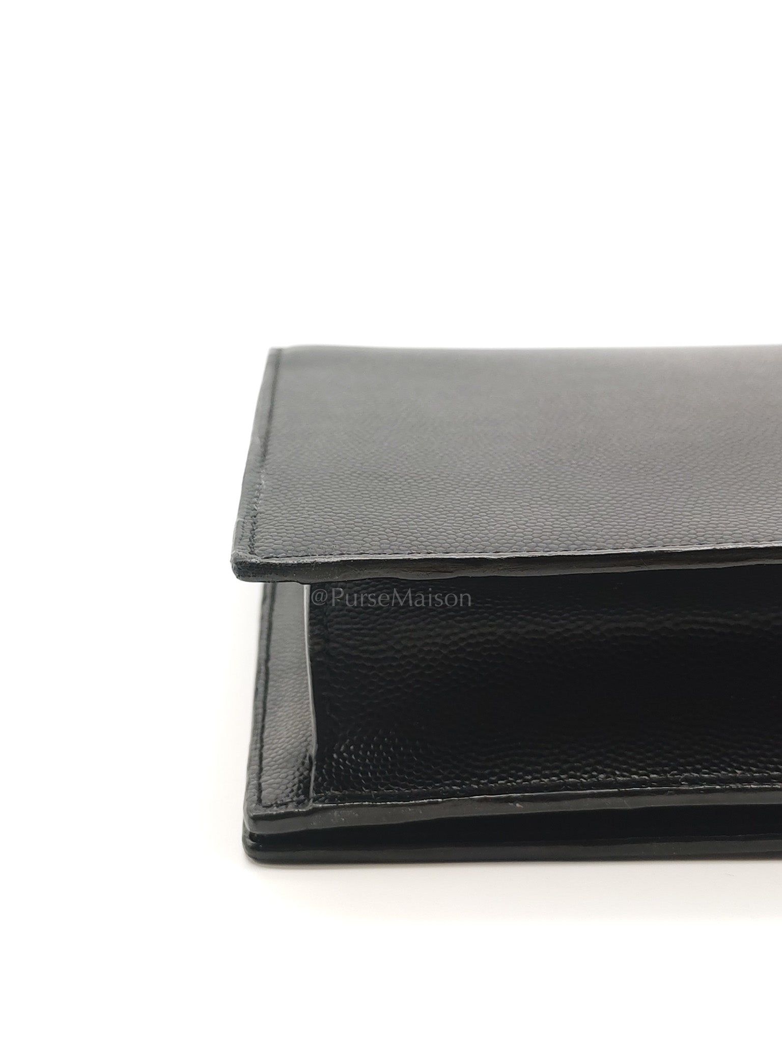 Kate Clutch In Black Grain de Poudre Leather & Gold Hardware | Purse Maison Luxury Bags Shop
