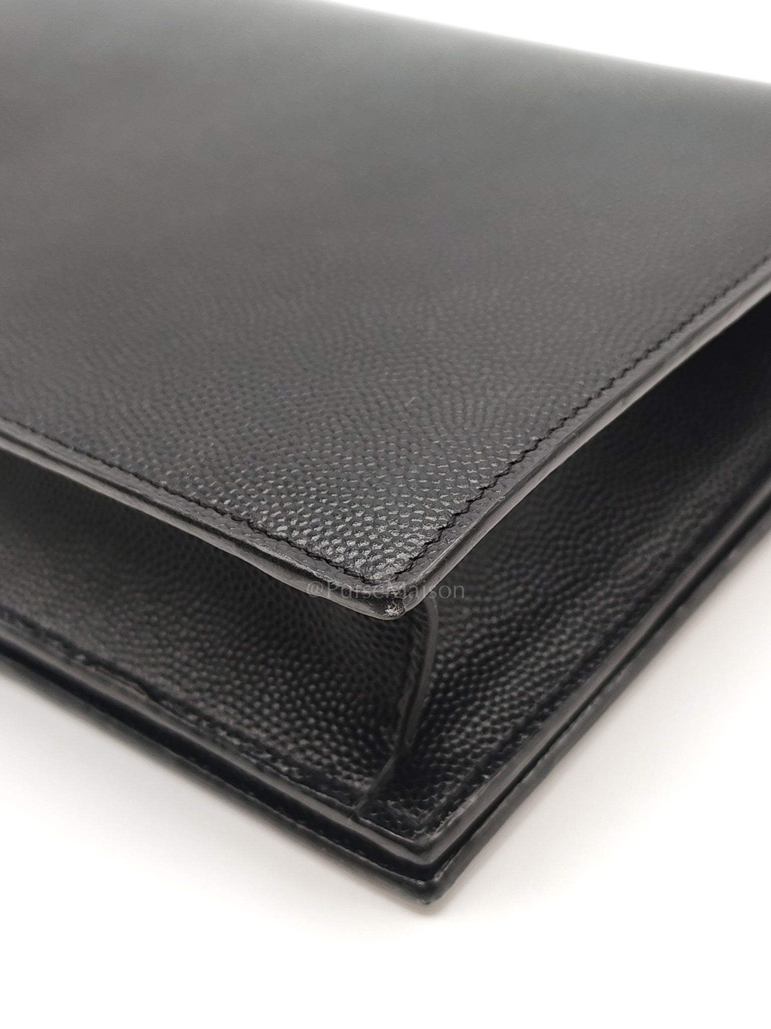 Kate Clutch In Black Grain de Poudre Leather & Gold Hardware | Purse Maison Luxury Bags Shop