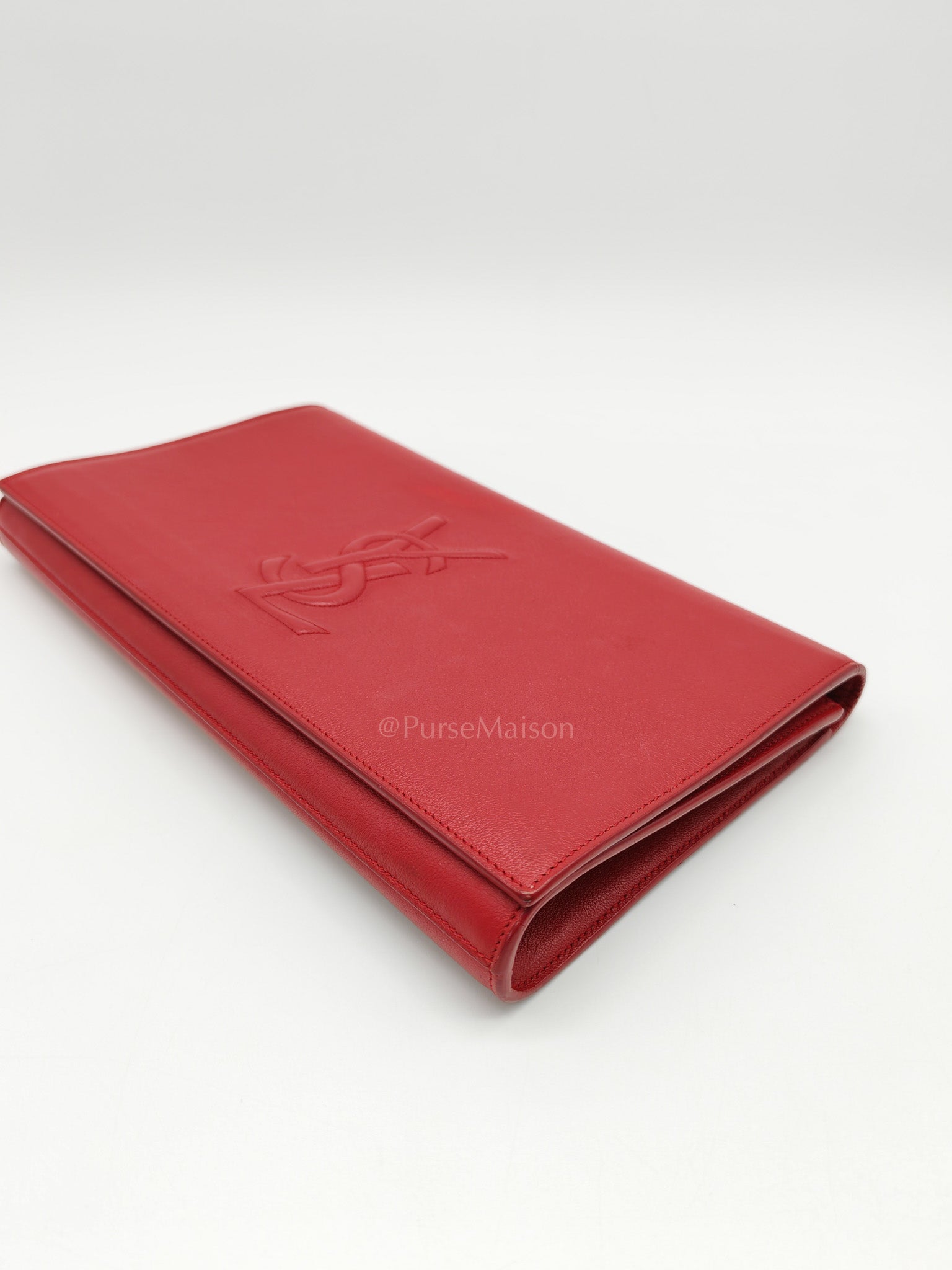 Kate Clutch in Red Grained Calfskin Leather | Purse Maison Luxury Bags Shop