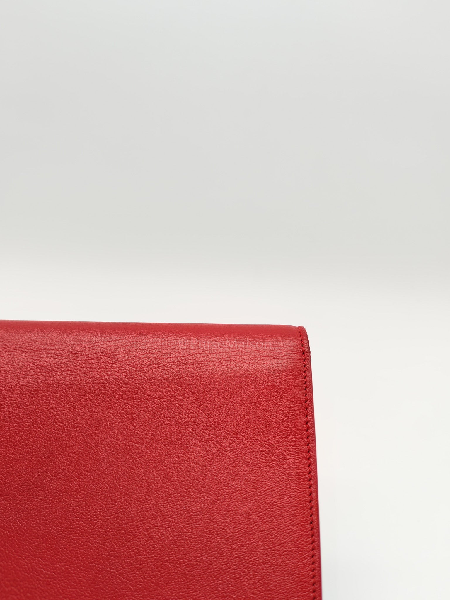 Kate Clutch in Red Grained Calfskin Leather | Purse Maison Luxury Bags Shop