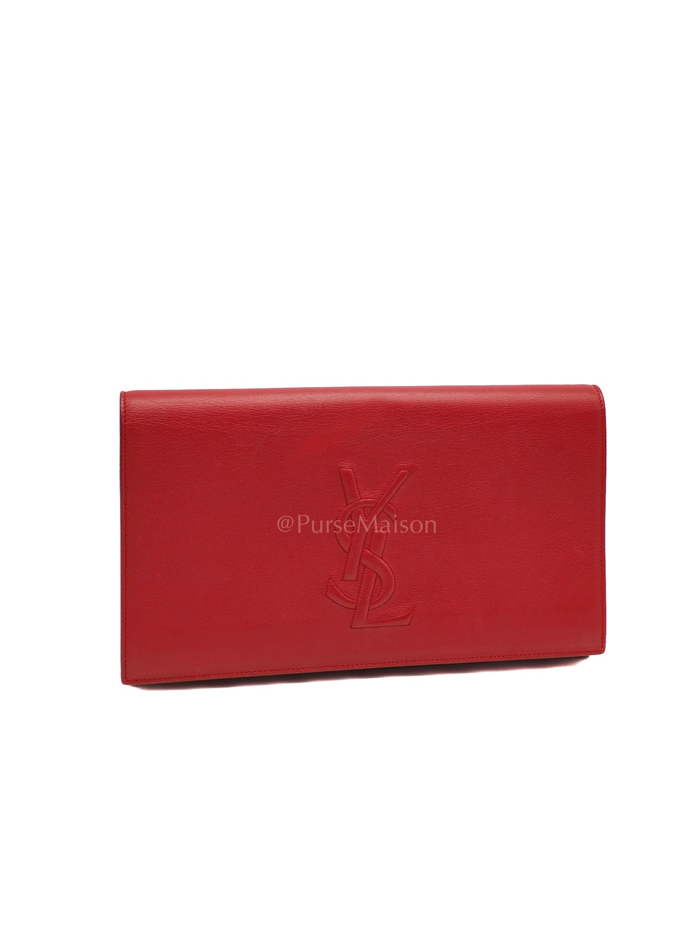Kate Clutch in Red Grained Calfskin Leather | Purse Maison Luxury Bags Shop