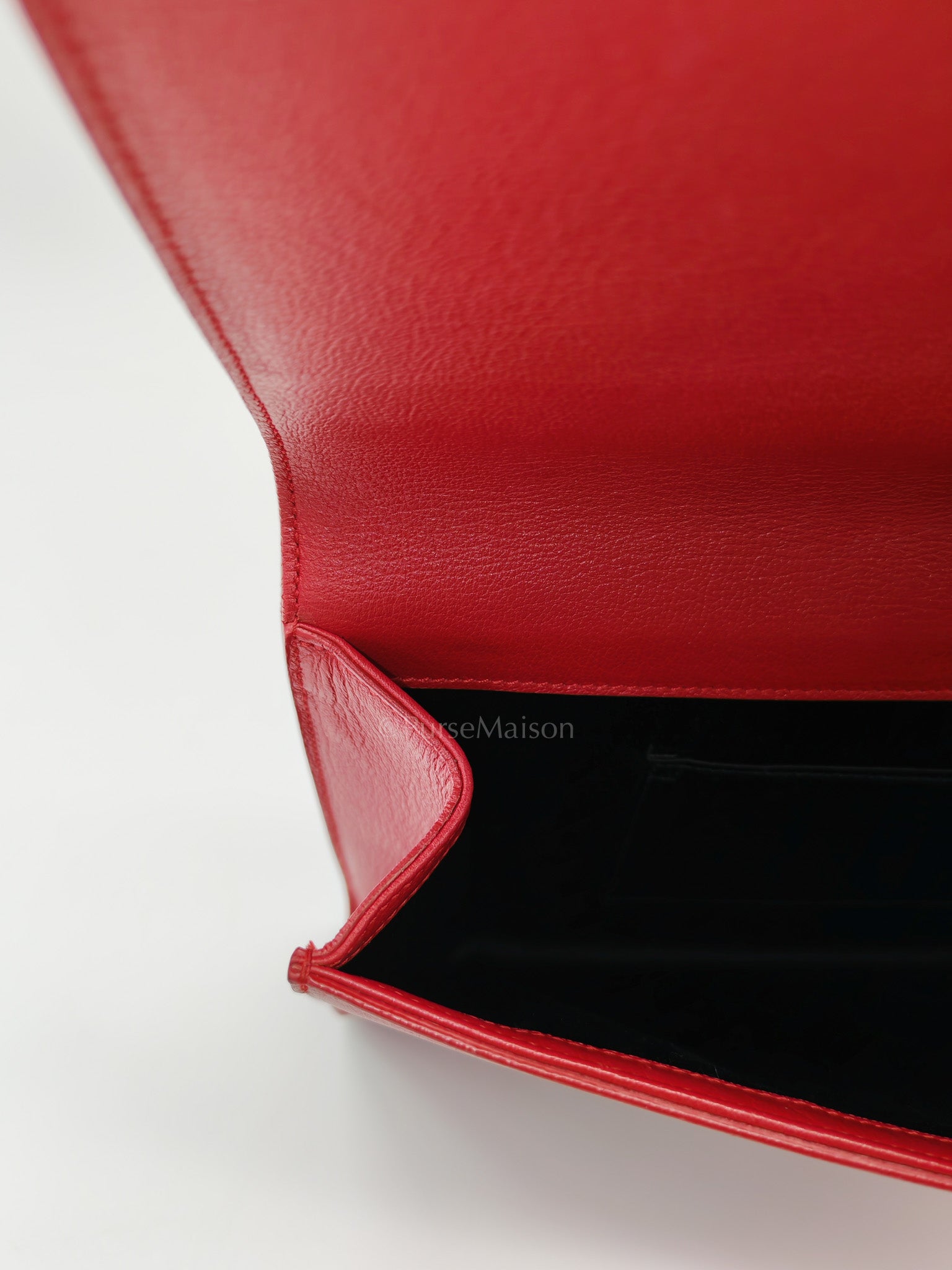 Kate Clutch in Red Grained Calfskin Leather | Purse Maison Luxury Bags Shop