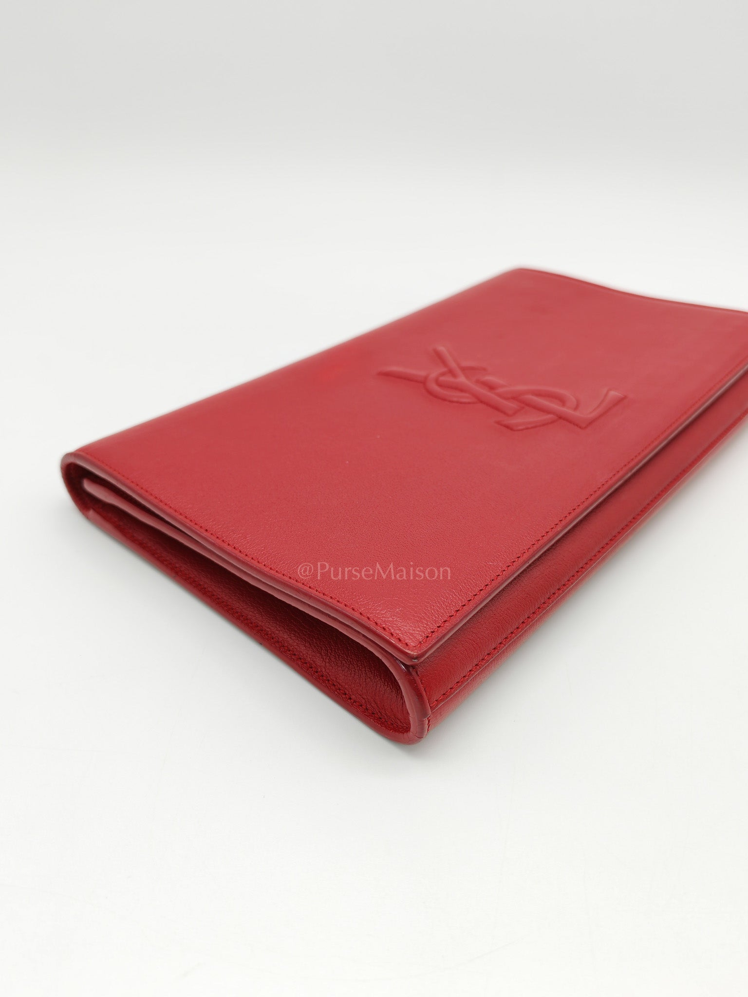 Kate Clutch in Red Grained Calfskin Leather | Purse Maison Luxury Bags Shop