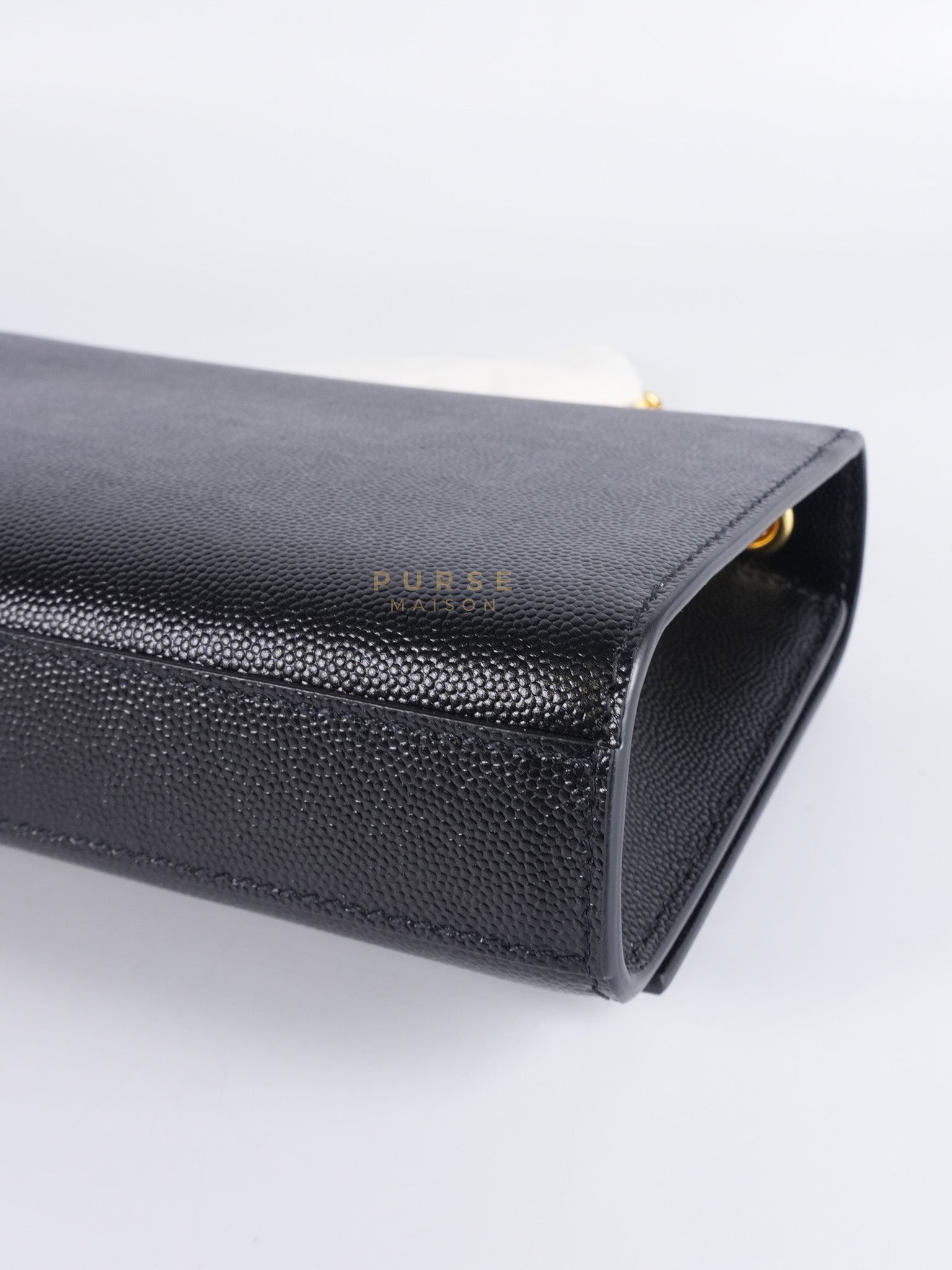 Kate Small Chain Bag in Black Grain De Poude Leather & Gold Hardware | Purse Maison Luxury Bags Shop