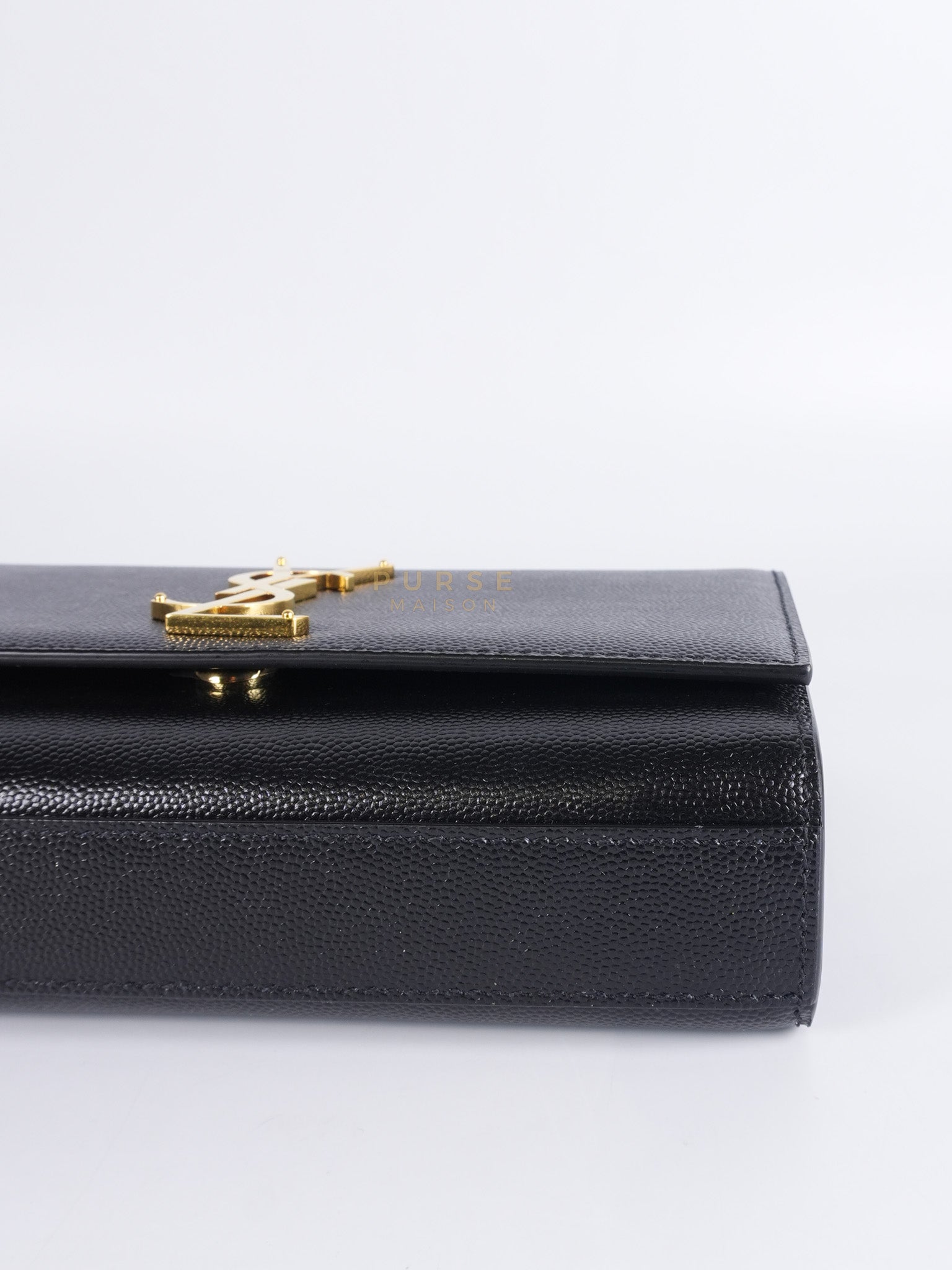 Kate Small Chain Bag in Black Grain De Poude Leather & Gold Hardware | Purse Maison Luxury Bags Shop