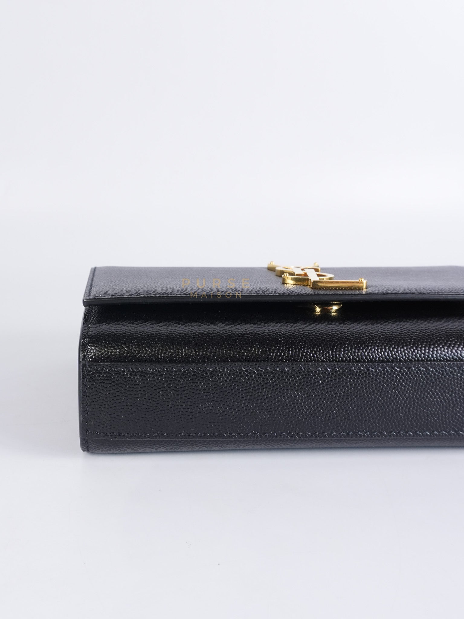 Kate Small Chain Bag in Black Grain De Poude Leather & Gold Hardware | Purse Maison Luxury Bags Shop