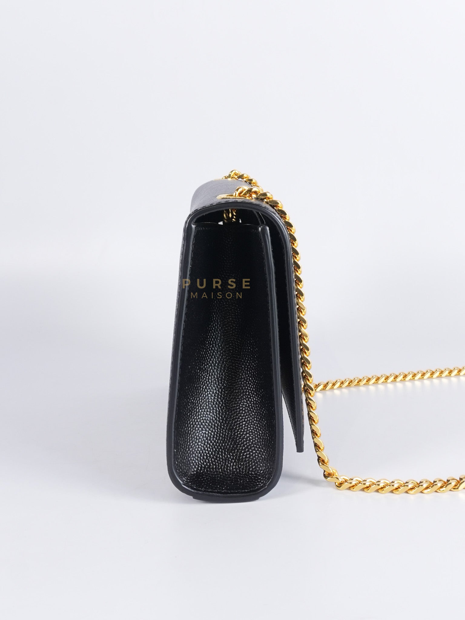 Kate Small Chain Bag in Black Grain De Poude Leather & Gold Hardware | Purse Maison Luxury Bags Shop
