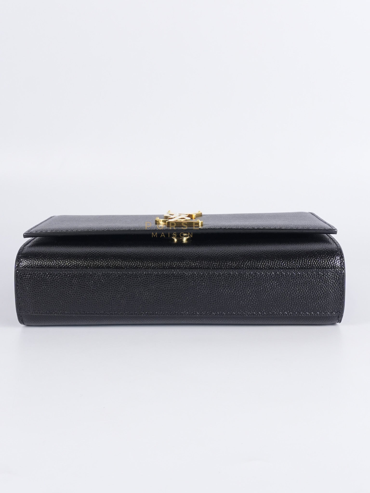 Kate Small Chain Bag in Black Grain De Poude Leather & Gold Hardware | Purse Maison Luxury Bags Shop