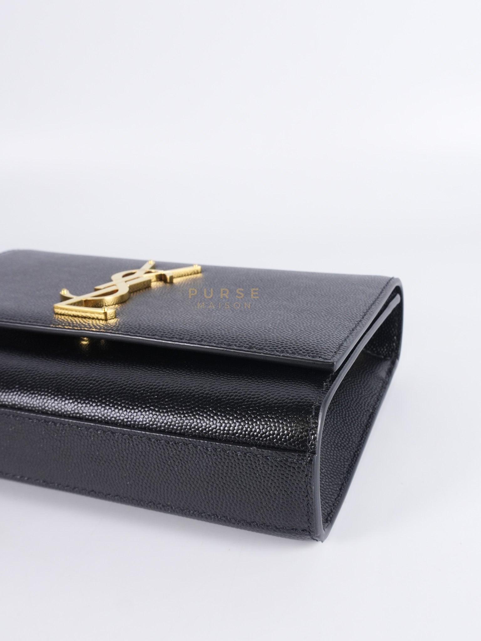Kate Small Chain Bag in Black Grain De Poude Leather & Gold Hardware | Purse Maison Luxury Bags Shop
