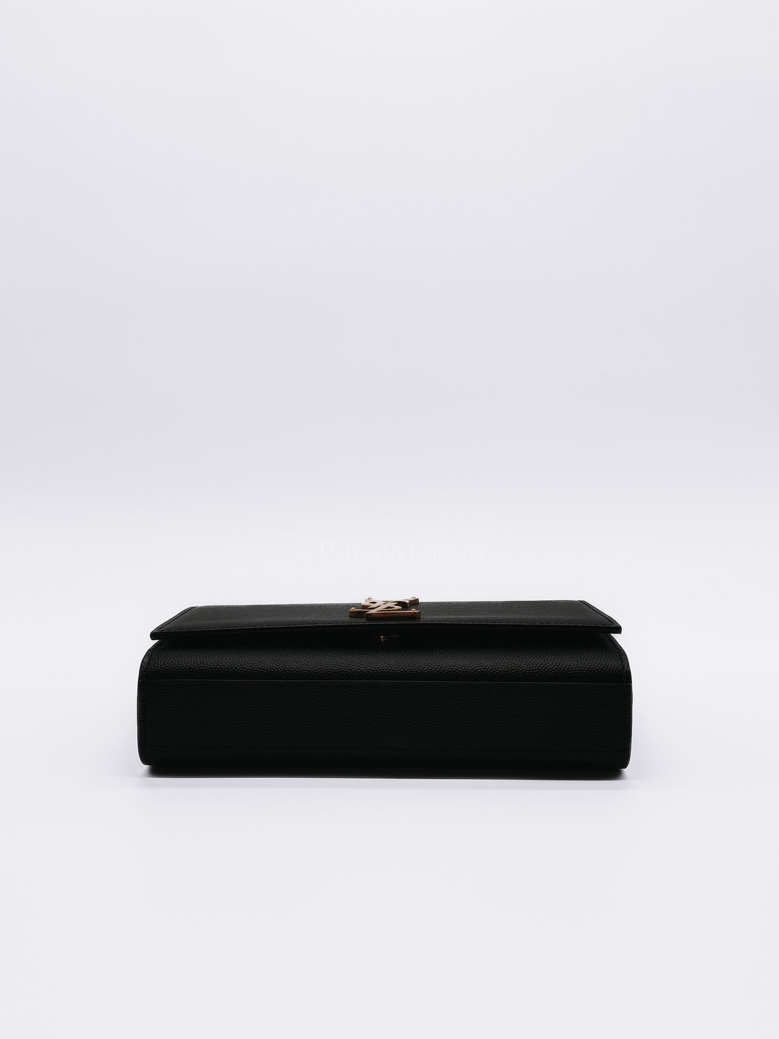 Kate Small in Black Grained Calfskin Leather and Gold Hardware Chain Bag | Purse Maison Luxury Bags Shop