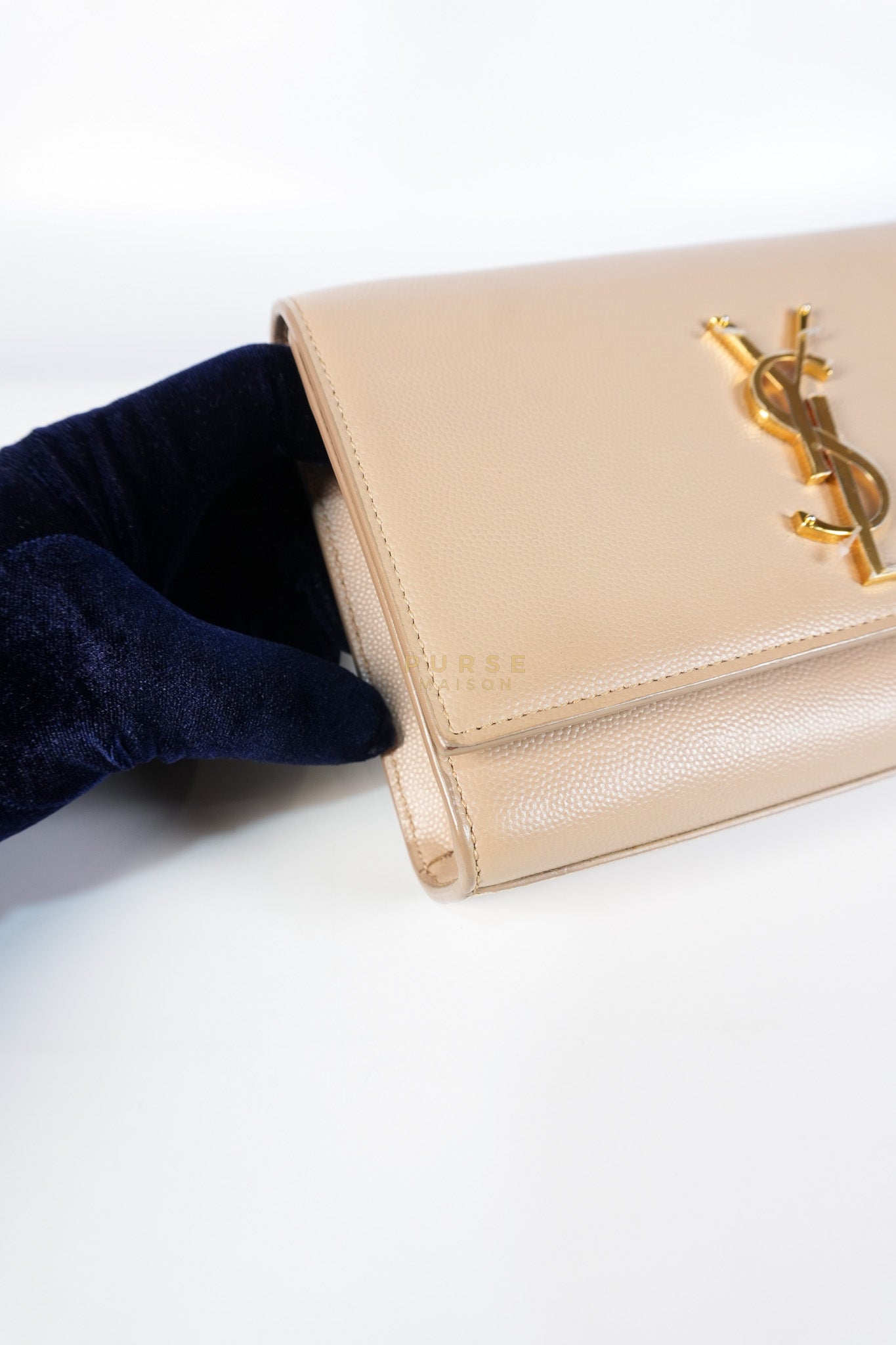 Kate Small in Nude Grain De Poudre Leather & Gold Hardware | Purse Maison Luxury Bags Shop