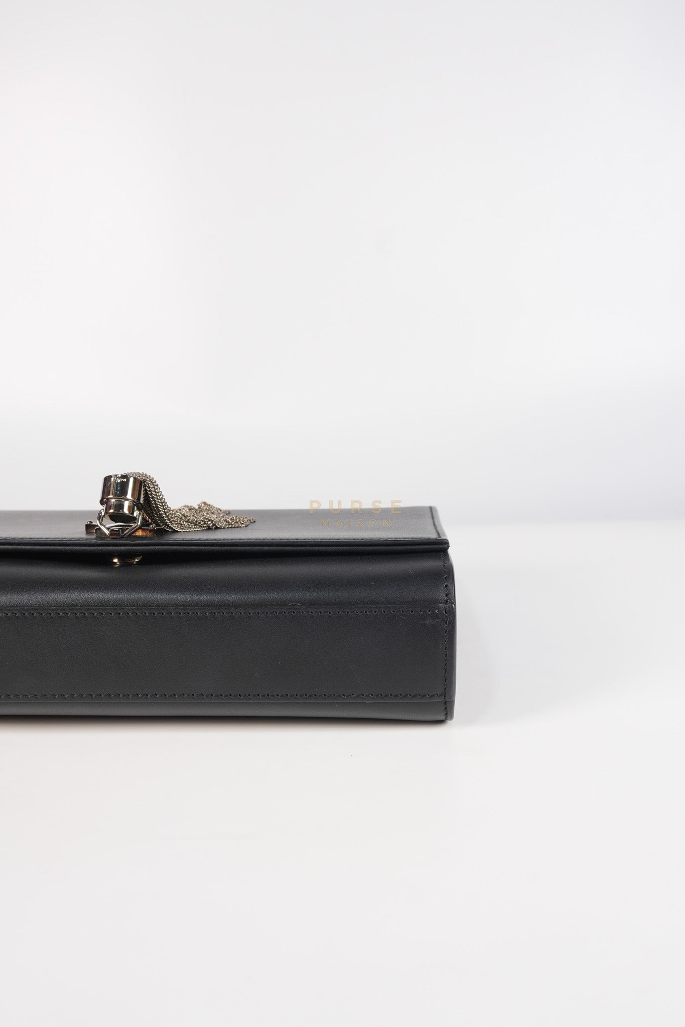 Kate Tassel Bag Medium in Black Smooth Calfskin Leather Silver Hardware | Purse Maison Luxury Bags Shop