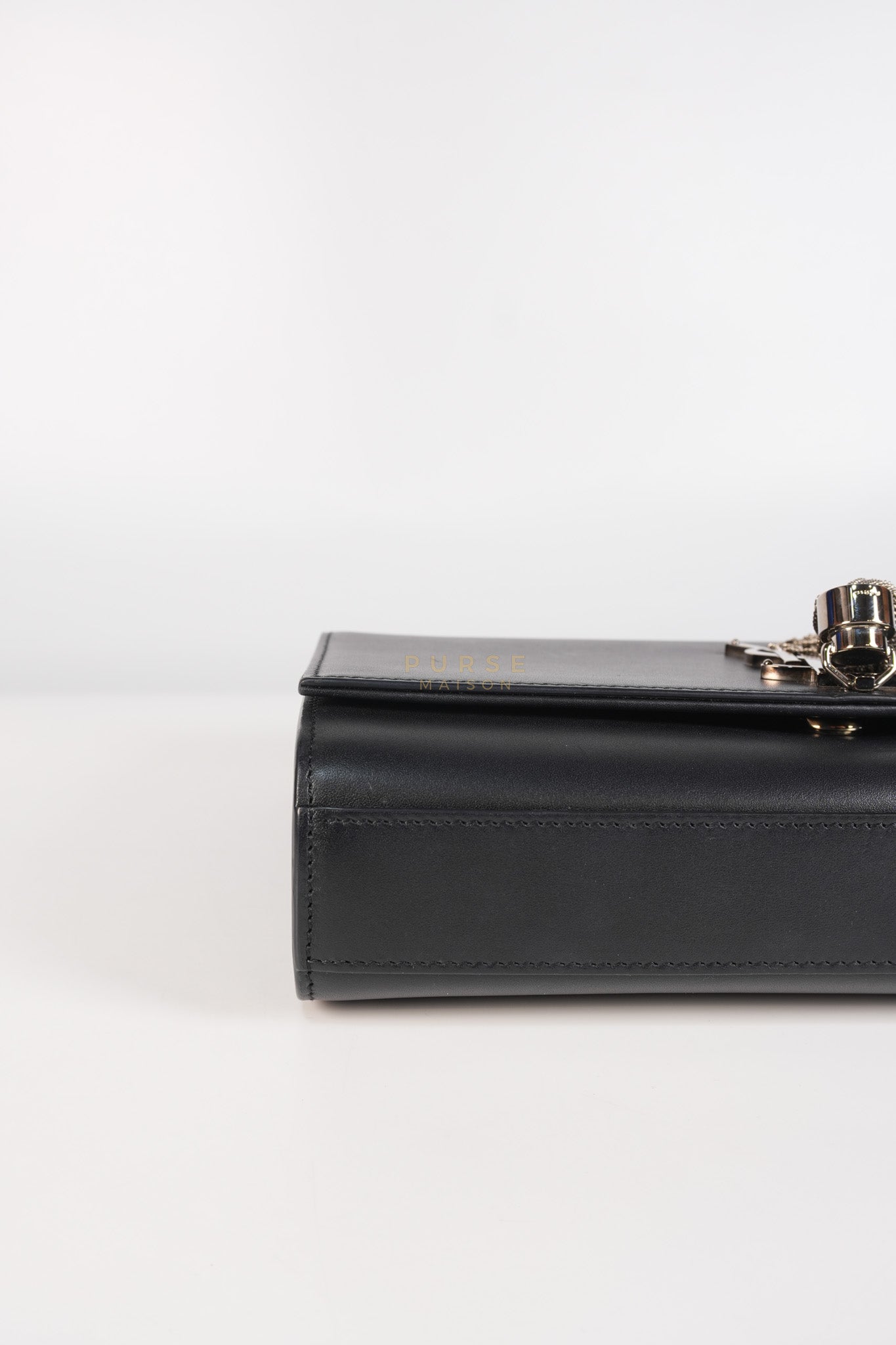 Kate Tassel Bag Medium in Black Smooth Calfskin Leather Silver Hardware | Purse Maison Luxury Bags Shop