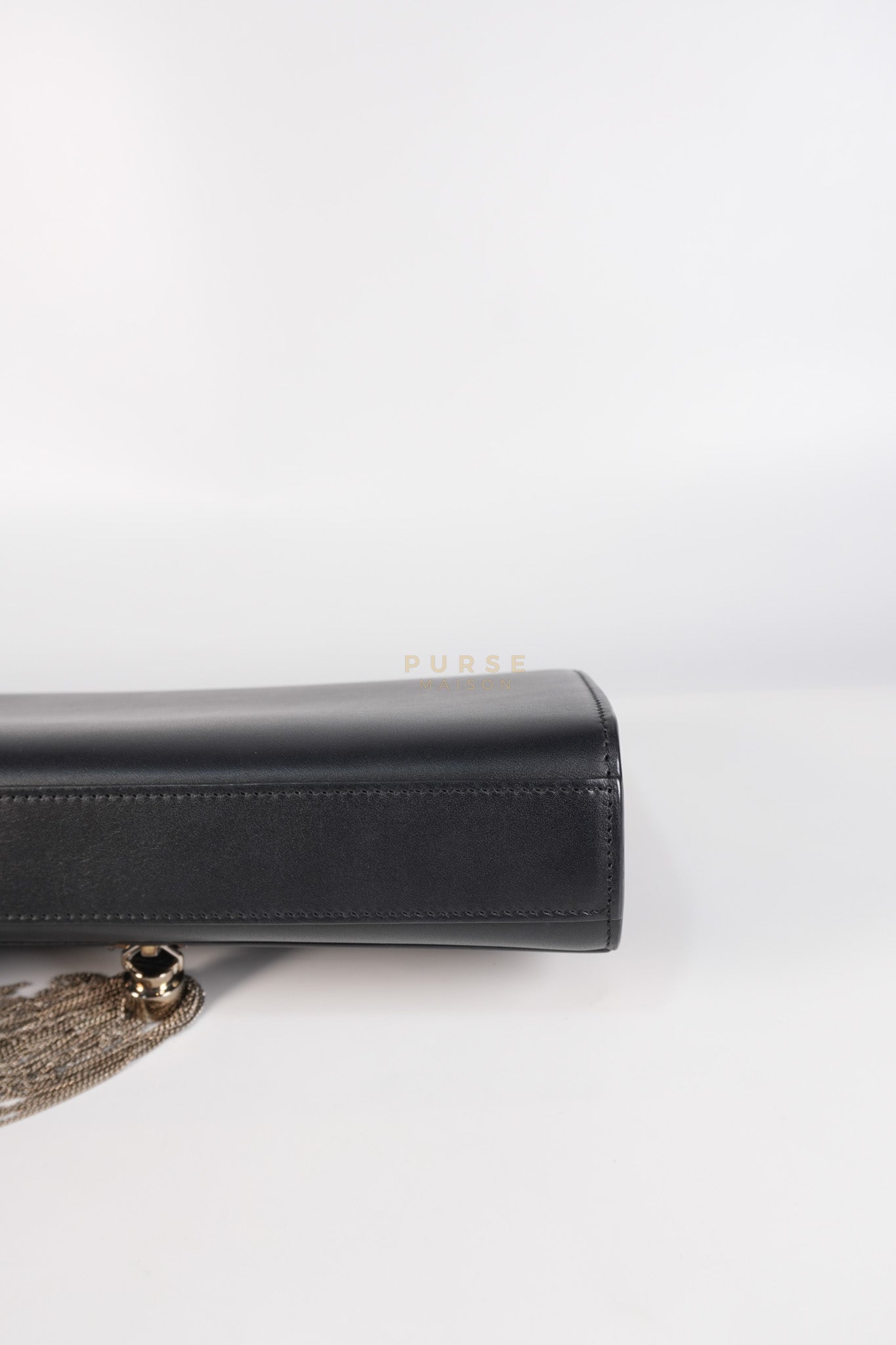 Kate Tassel Bag Medium in Black Smooth Calfskin Leather Silver Hardware | Purse Maison Luxury Bags Shop