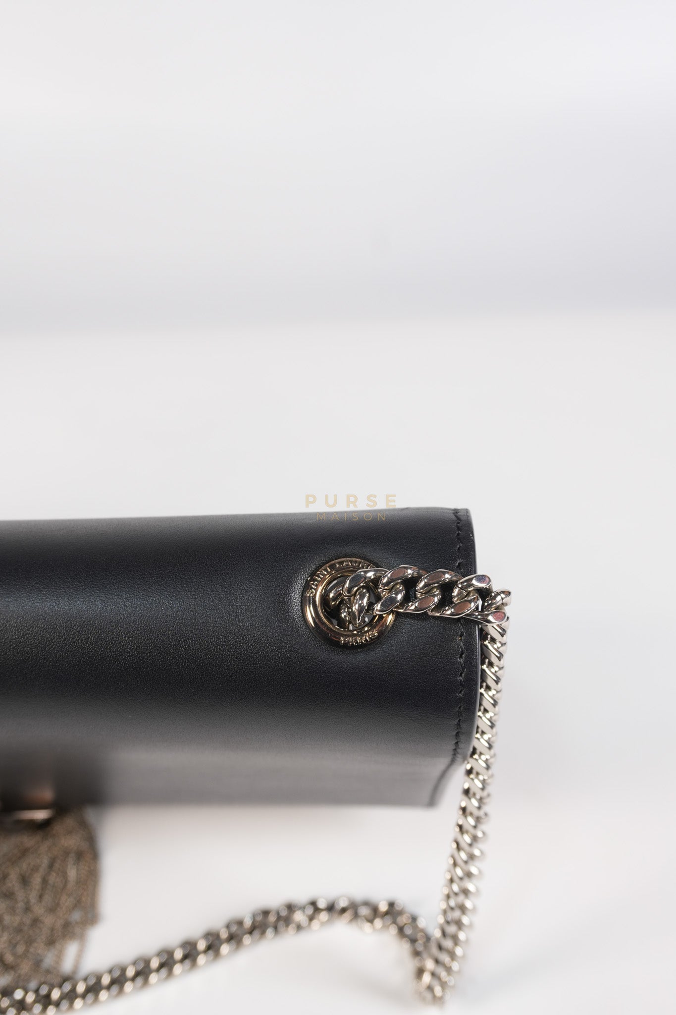 Kate Tassel Bag Medium in Black Smooth Calfskin Leather Silver Hardware | Purse Maison Luxury Bags Shop