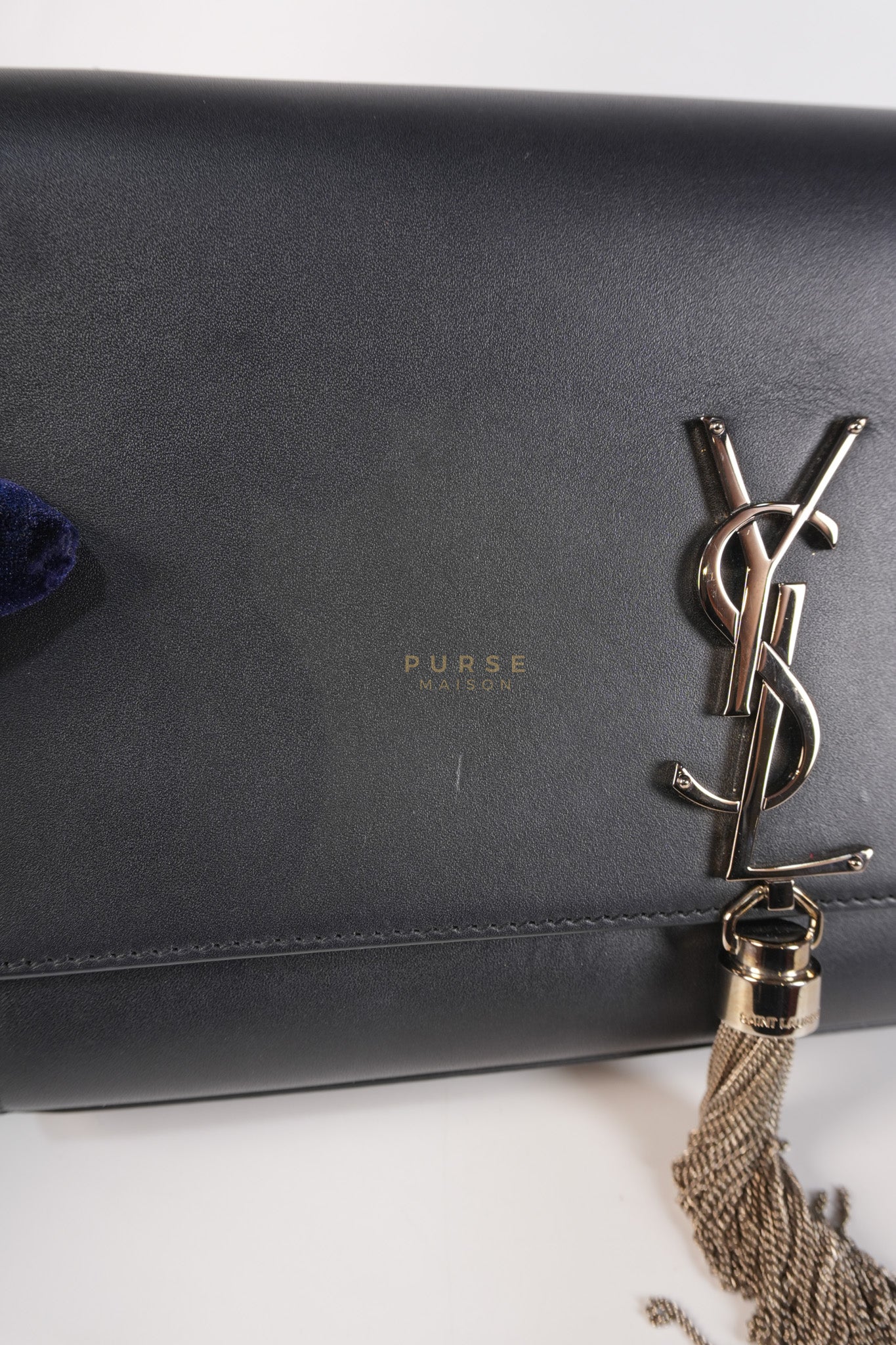 Kate Tassel Bag Medium in Black Smooth Calfskin Leather Silver Hardware | Purse Maison Luxury Bags Shop