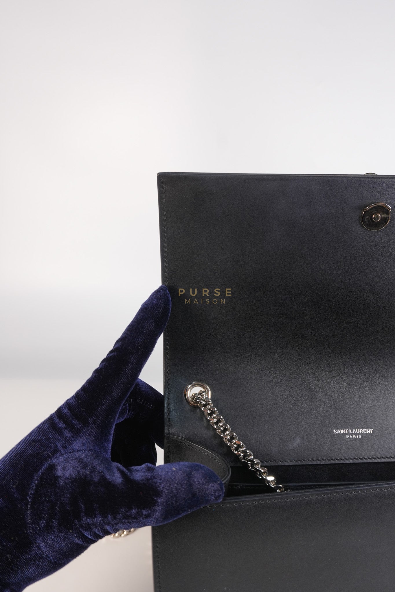 Kate Tassel Bag Medium in Black Smooth Calfskin Leather Silver Hardware | Purse Maison Luxury Bags Shop