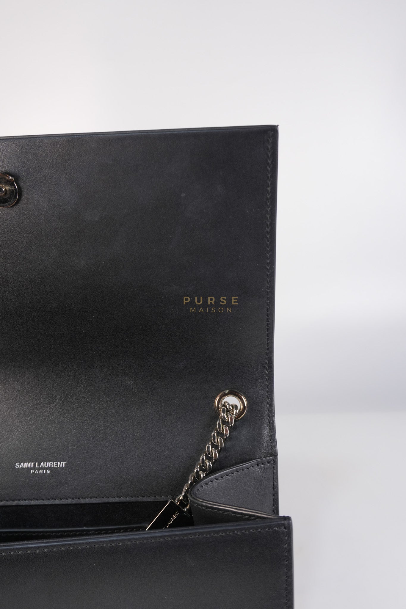 Kate Tassel Bag Medium in Black Smooth Calfskin Leather Silver Hardware | Purse Maison Luxury Bags Shop